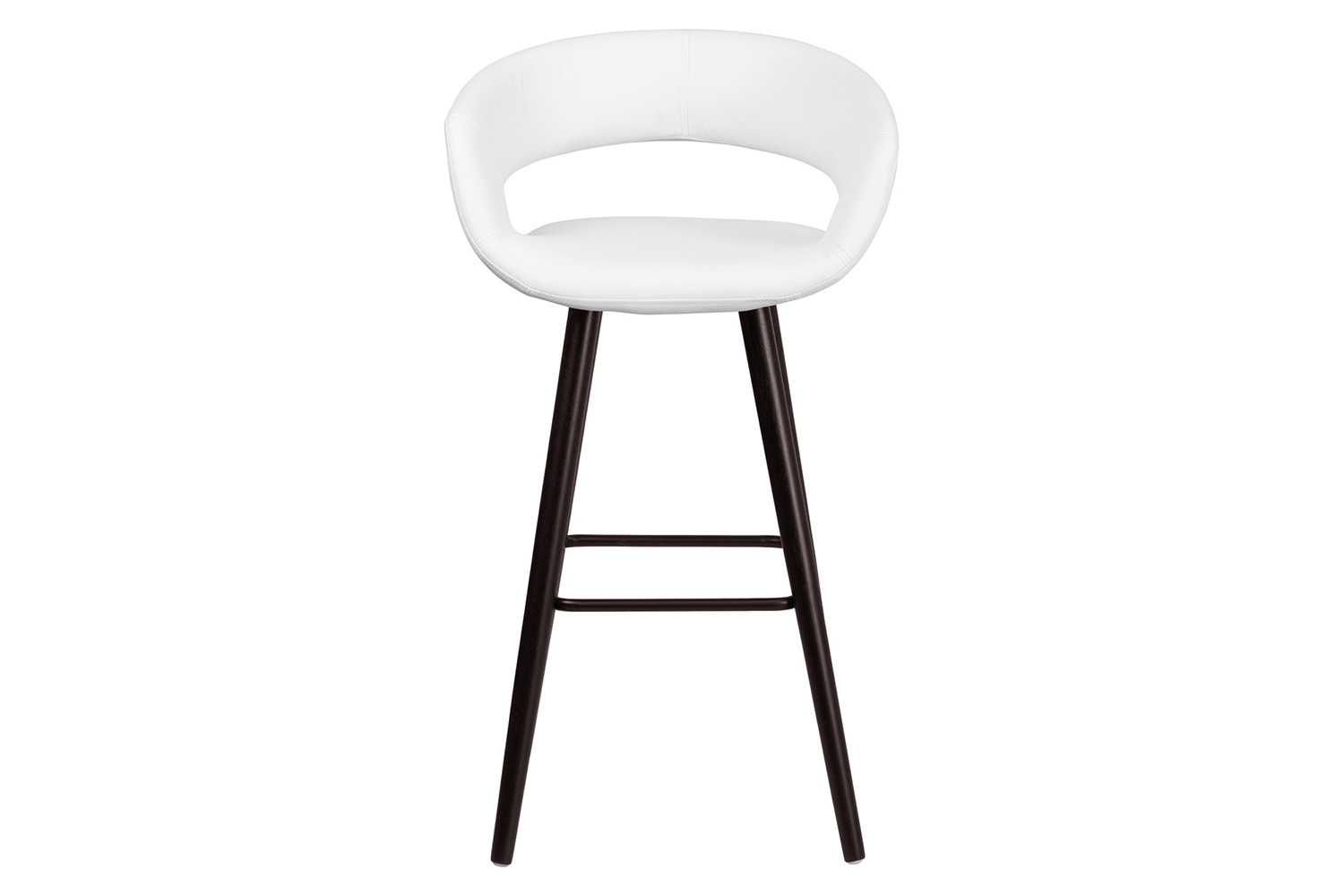 BLNK Brynn Series Vinyl Contemporary Cappuccino Wood Bar Stool - White