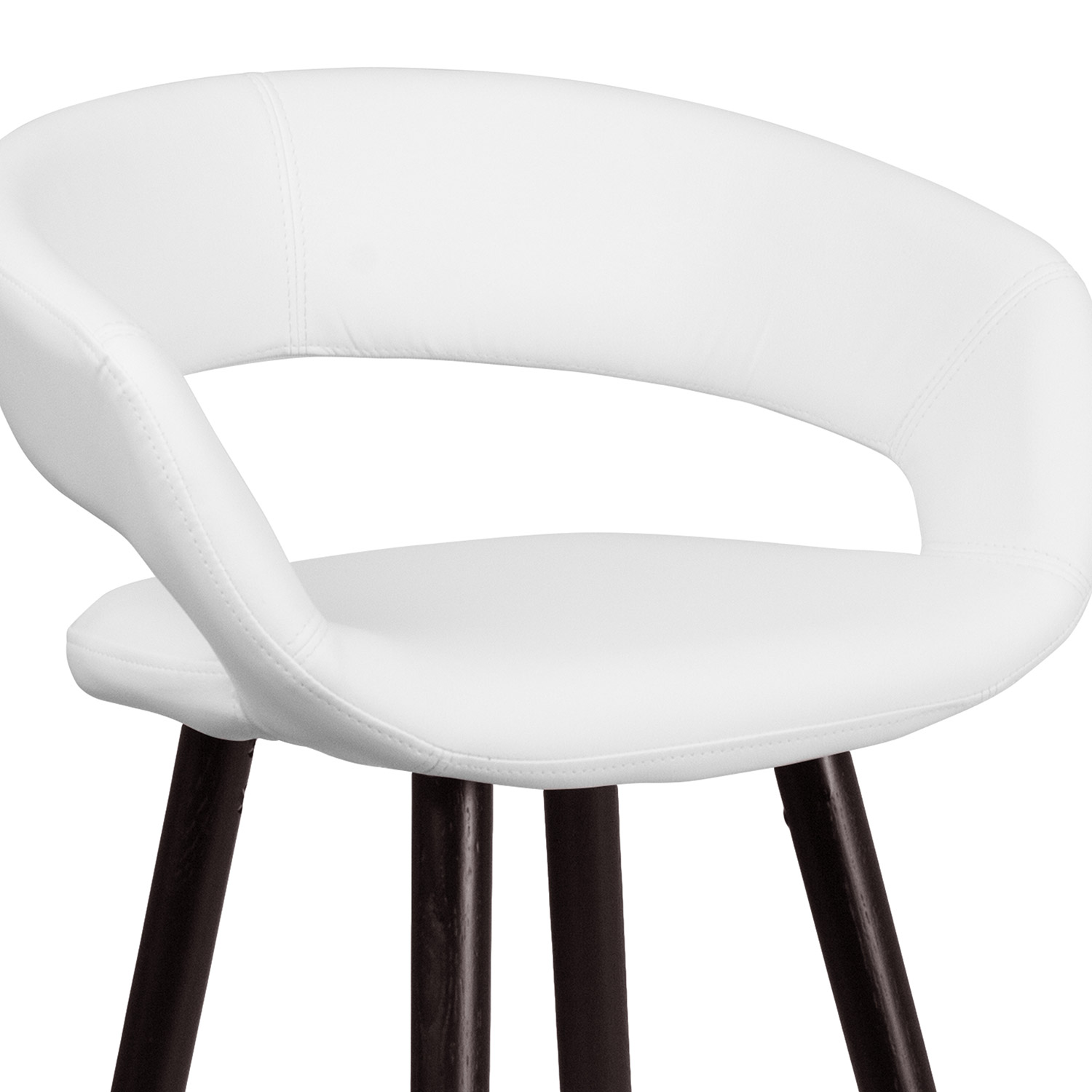 BLNK Brynn Series Vinyl Contemporary Cappuccino Wood Bar Stool - White