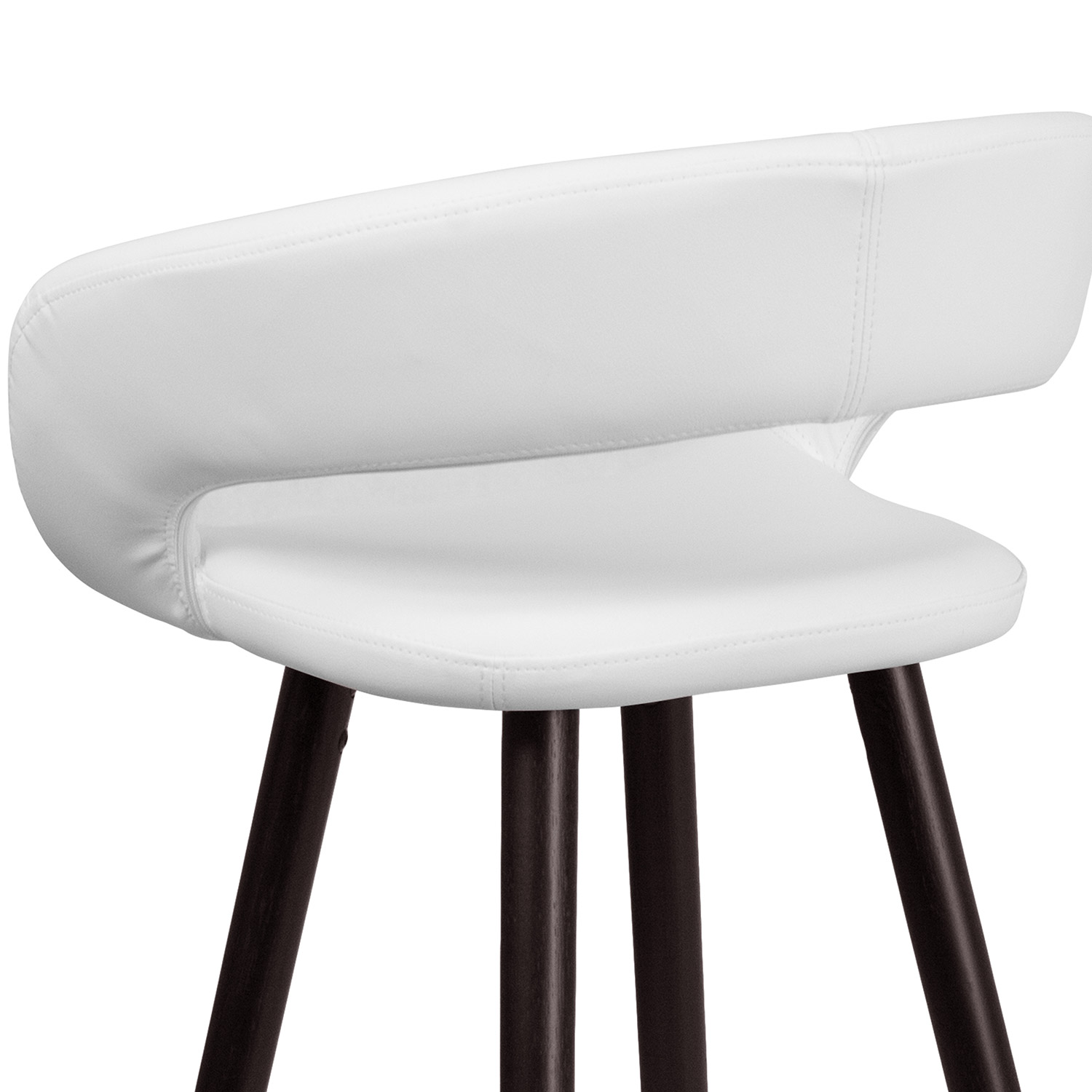 BLNK Brynn Series Vinyl Contemporary Cappuccino Wood Bar Stool - White