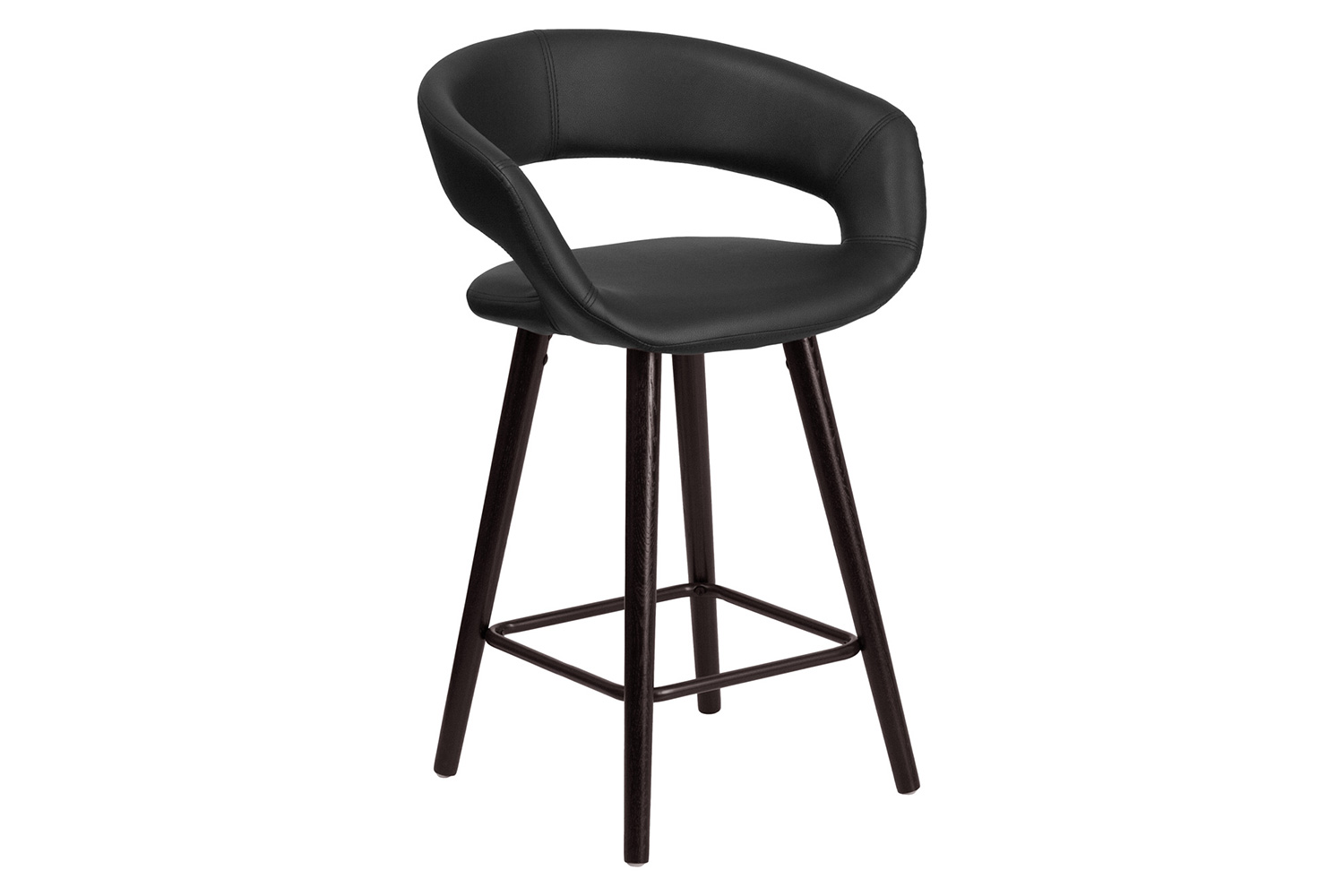 BLNK Brynn Series Vinyl Contemporary Cappuccino Wood Counter Height Stool - Black