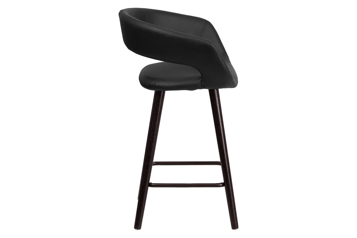 BLNK Brynn Series Vinyl Contemporary Cappuccino Wood Counter Height Stool - Black