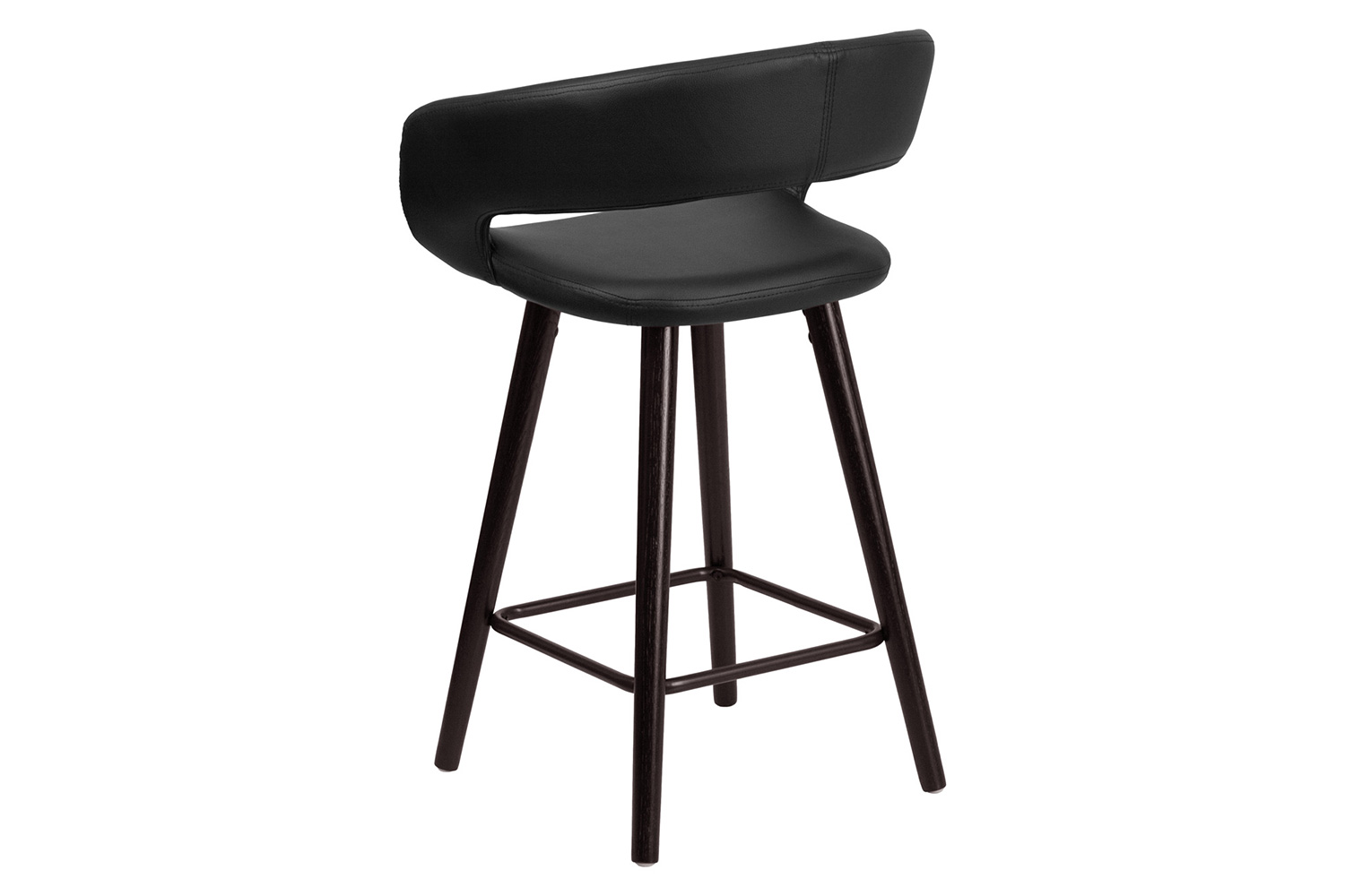 BLNK Brynn Series Vinyl Contemporary Cappuccino Wood Counter Height Stool - Black