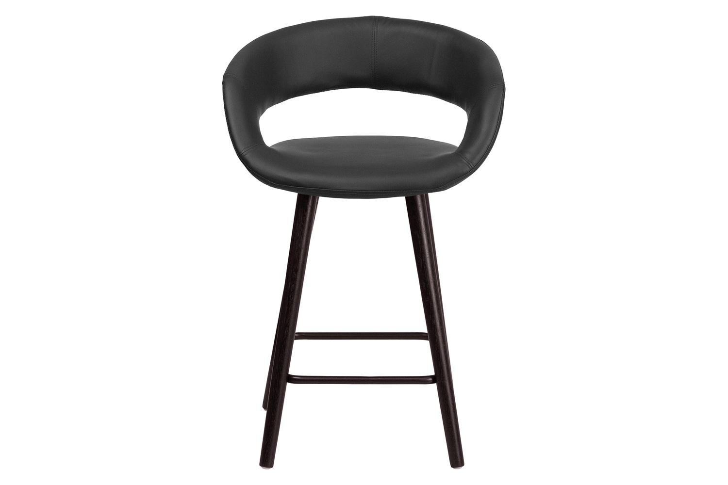 BLNK Brynn Series Vinyl Contemporary Cappuccino Wood Counter Height Stool - Black