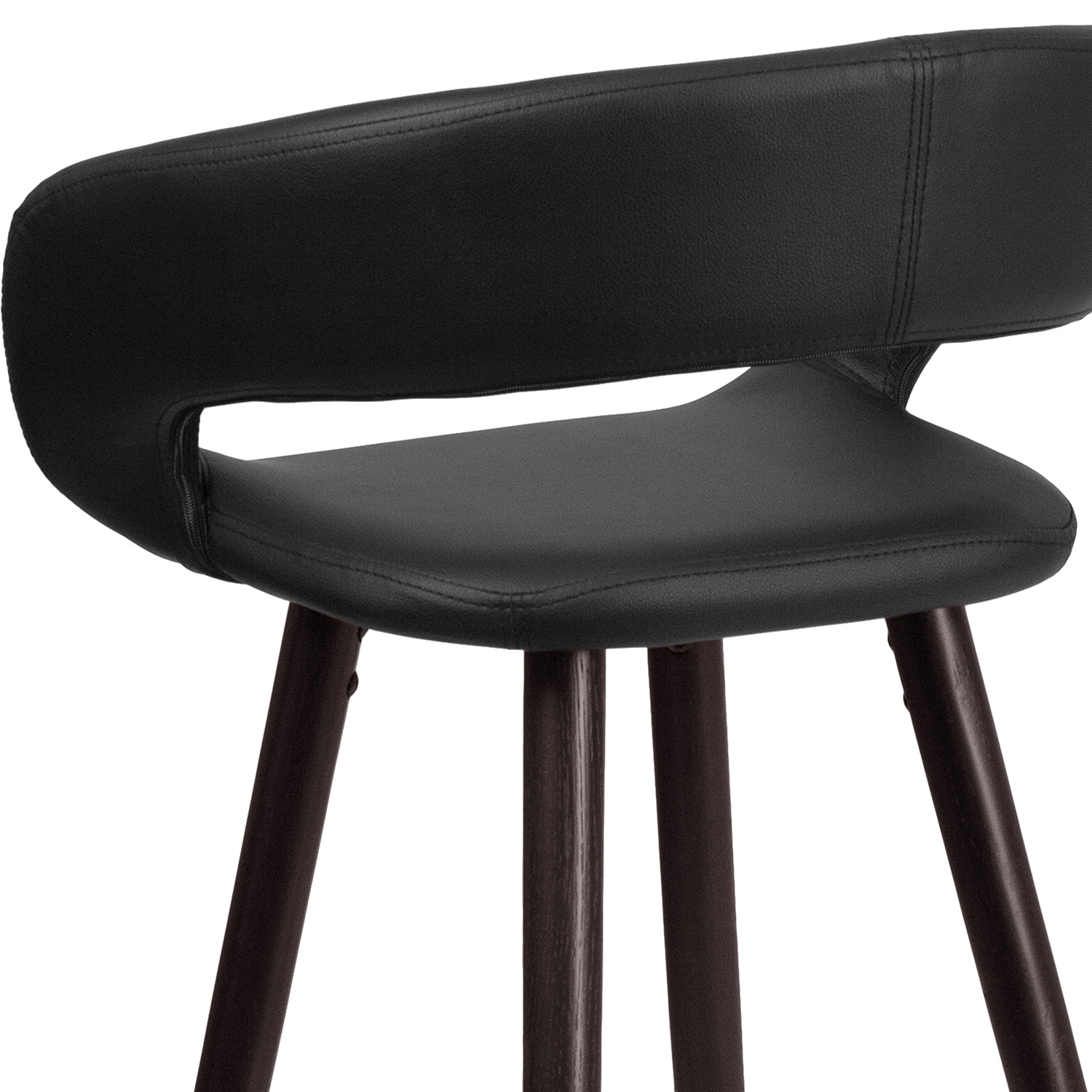 BLNK Brynn Series Vinyl Contemporary Cappuccino Wood Counter Height Stool - Black