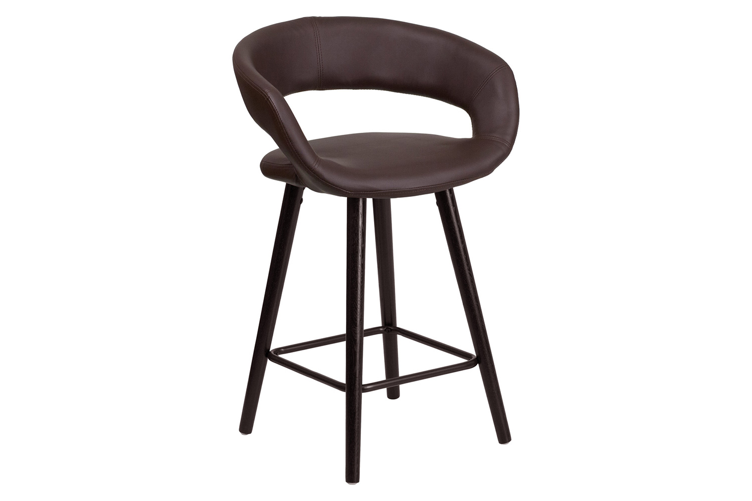 BLNK Brynn Series Vinyl Contemporary Cappuccino Wood Counter Height Stool