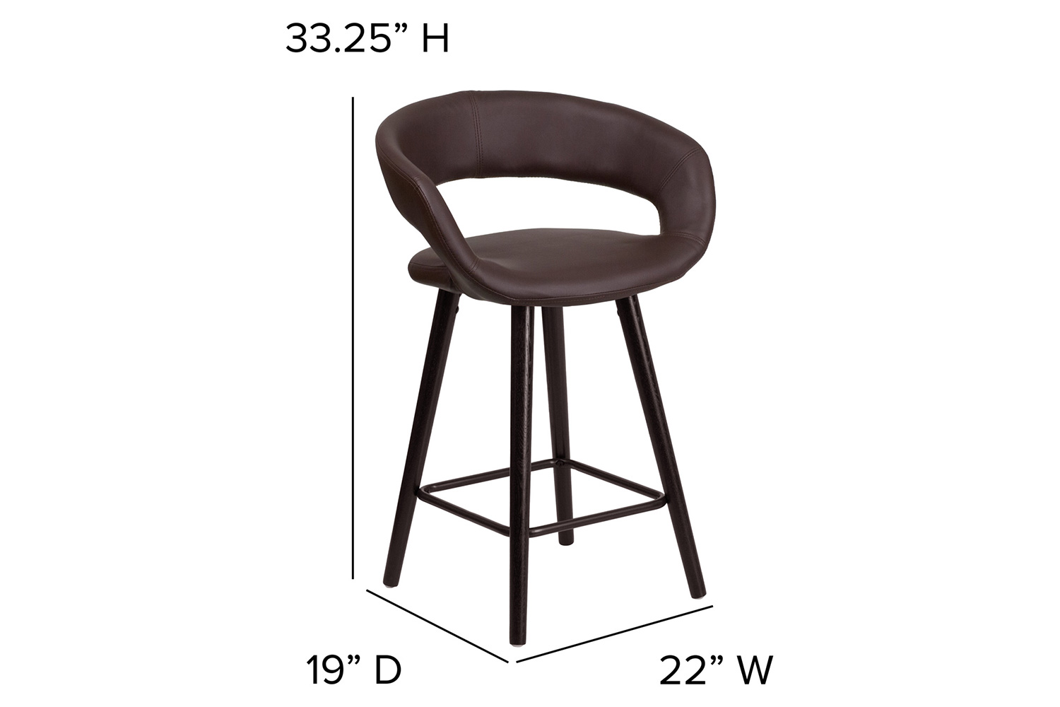 BLNK Brynn Series Vinyl Contemporary Cappuccino Wood Counter Height Stool - Brown