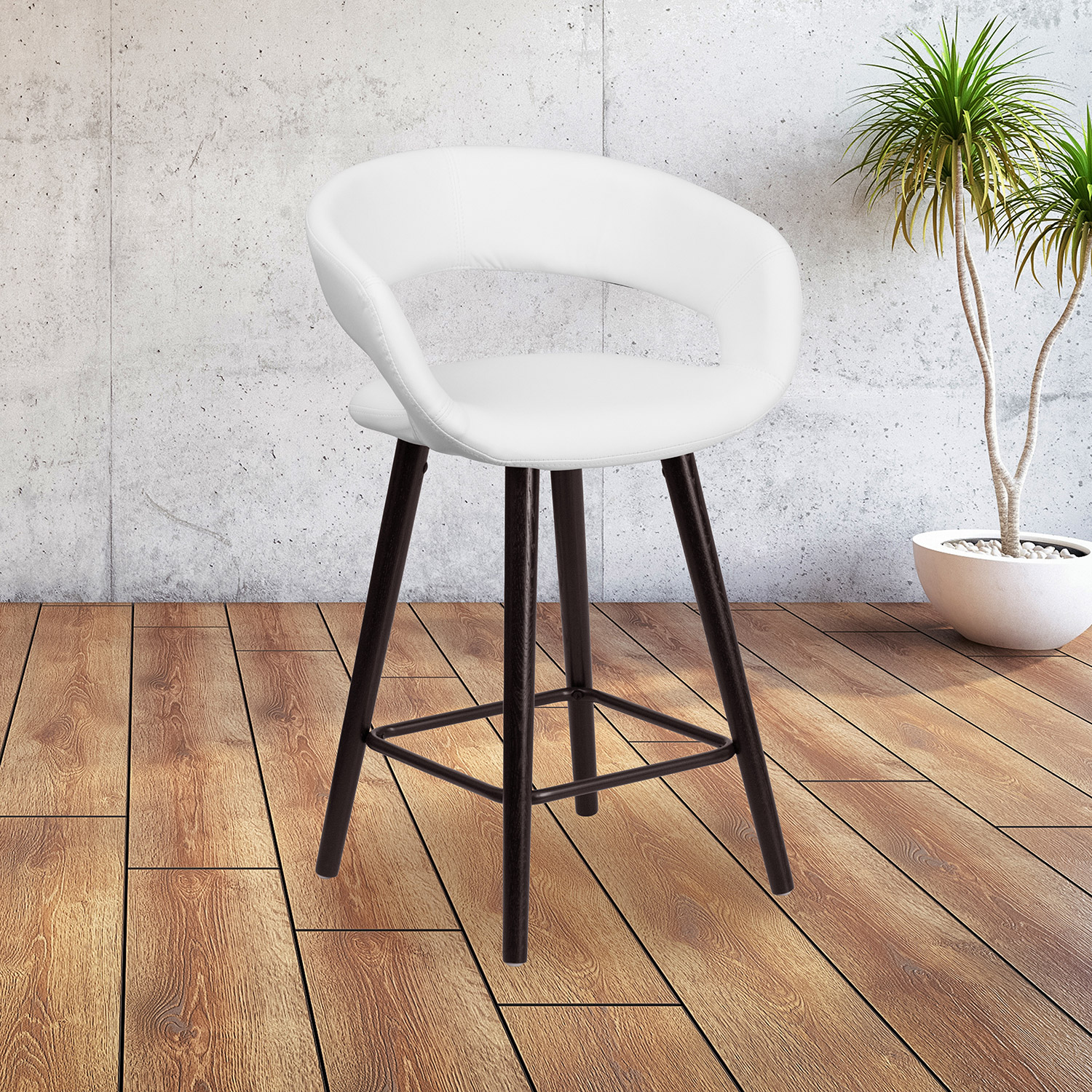 BLNK Brynn Series Vinyl Contemporary Cappuccino Wood Counter Height Stool