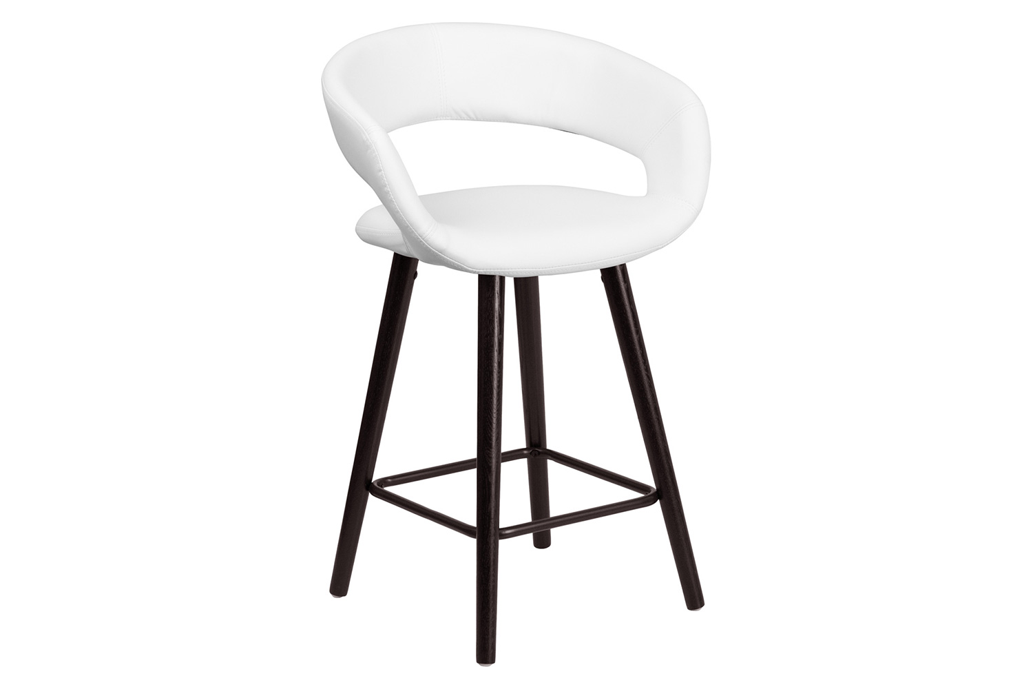 BLNK Brynn Series Vinyl Contemporary Cappuccino Wood Counter Height Stool - White