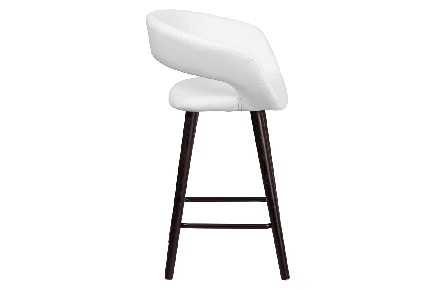 BLNK Brynn Series Vinyl Contemporary Cappuccino Wood Counter Height Stool - White