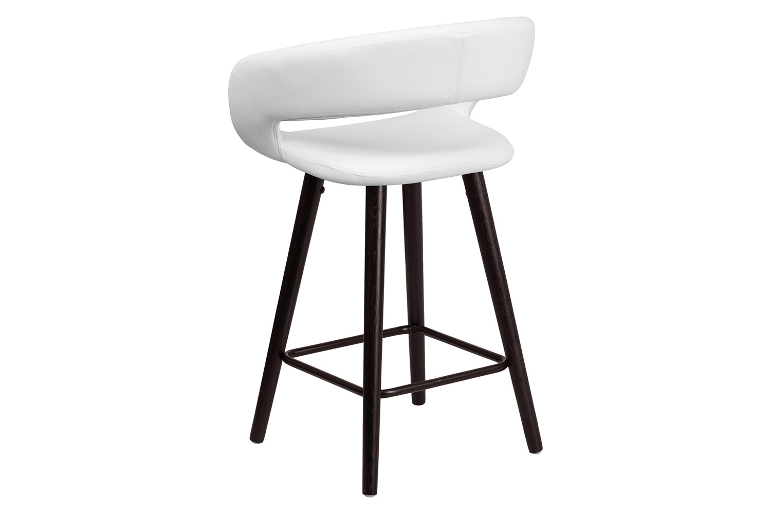 BLNK Brynn Series Vinyl Contemporary Cappuccino Wood Counter Height Stool - White