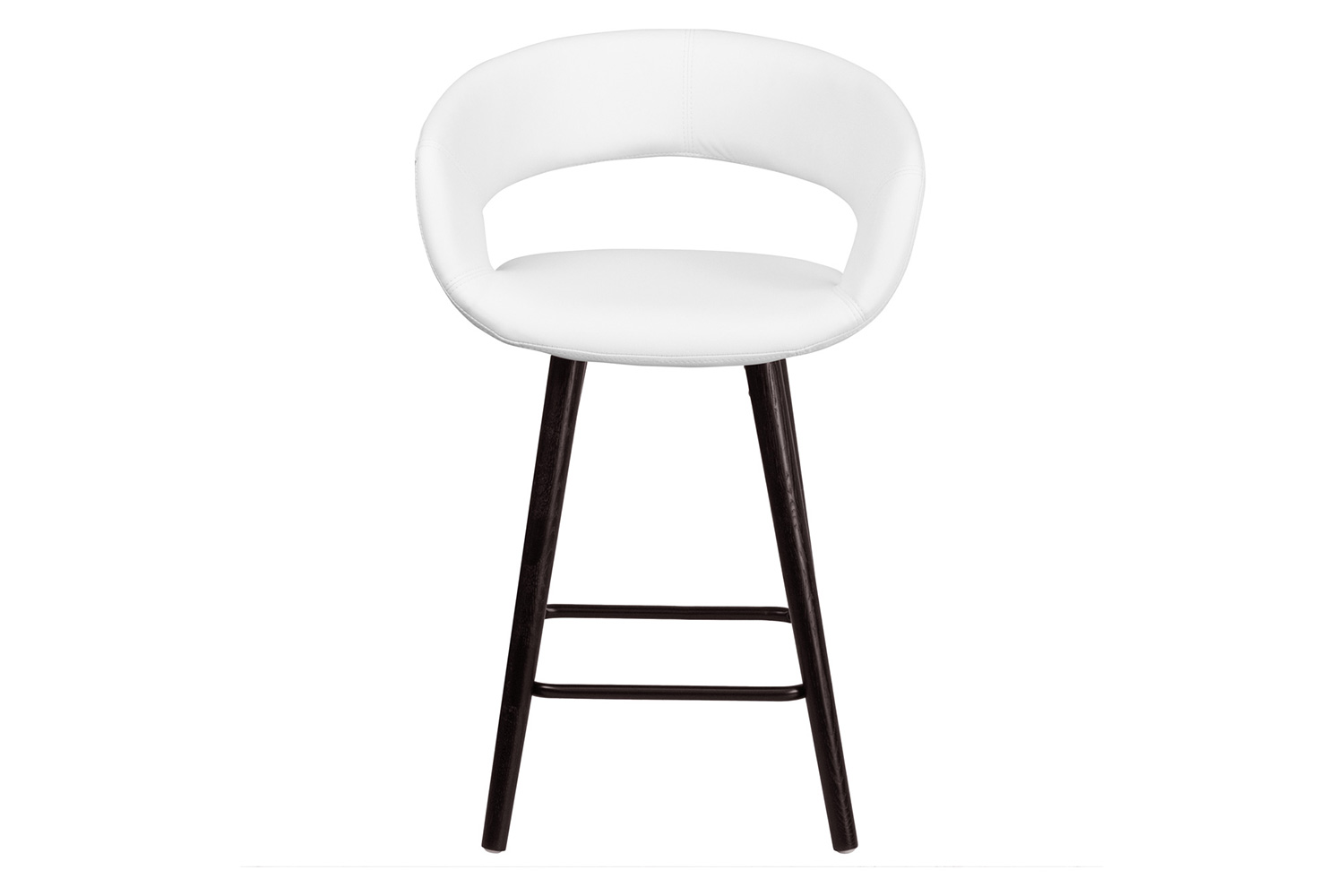 BLNK Brynn Series Vinyl Contemporary Cappuccino Wood Counter Height Stool - White