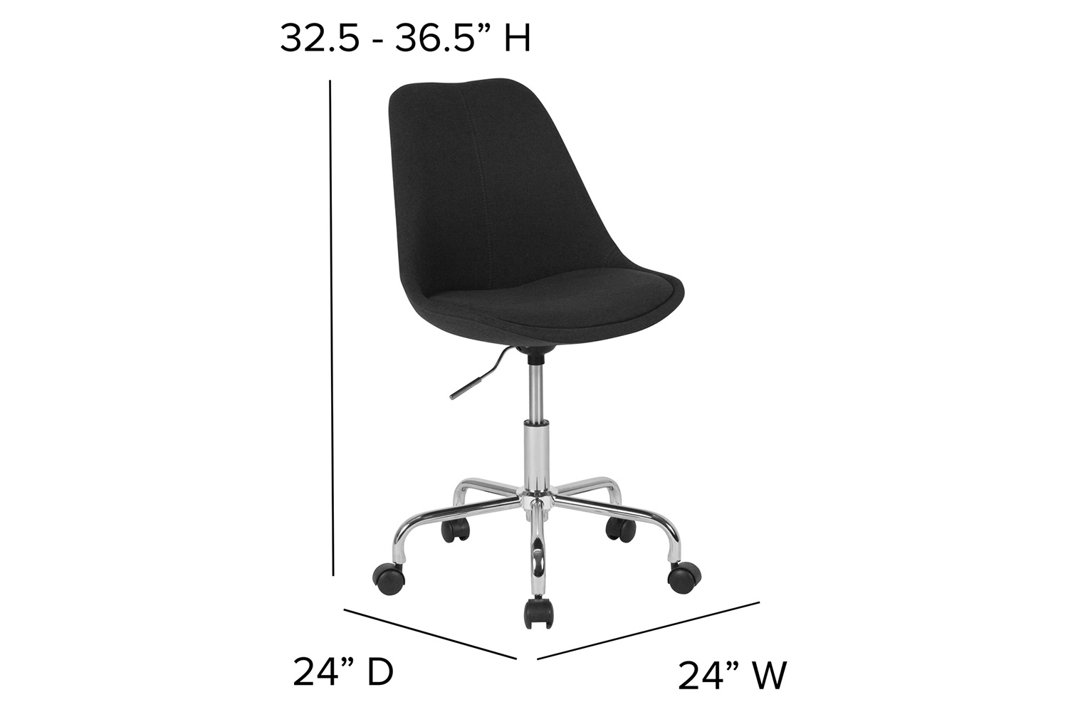 BLNK Aurora Series Mid-Back Task Office Chair with Pneumatic Lift and Chrome Base - Black