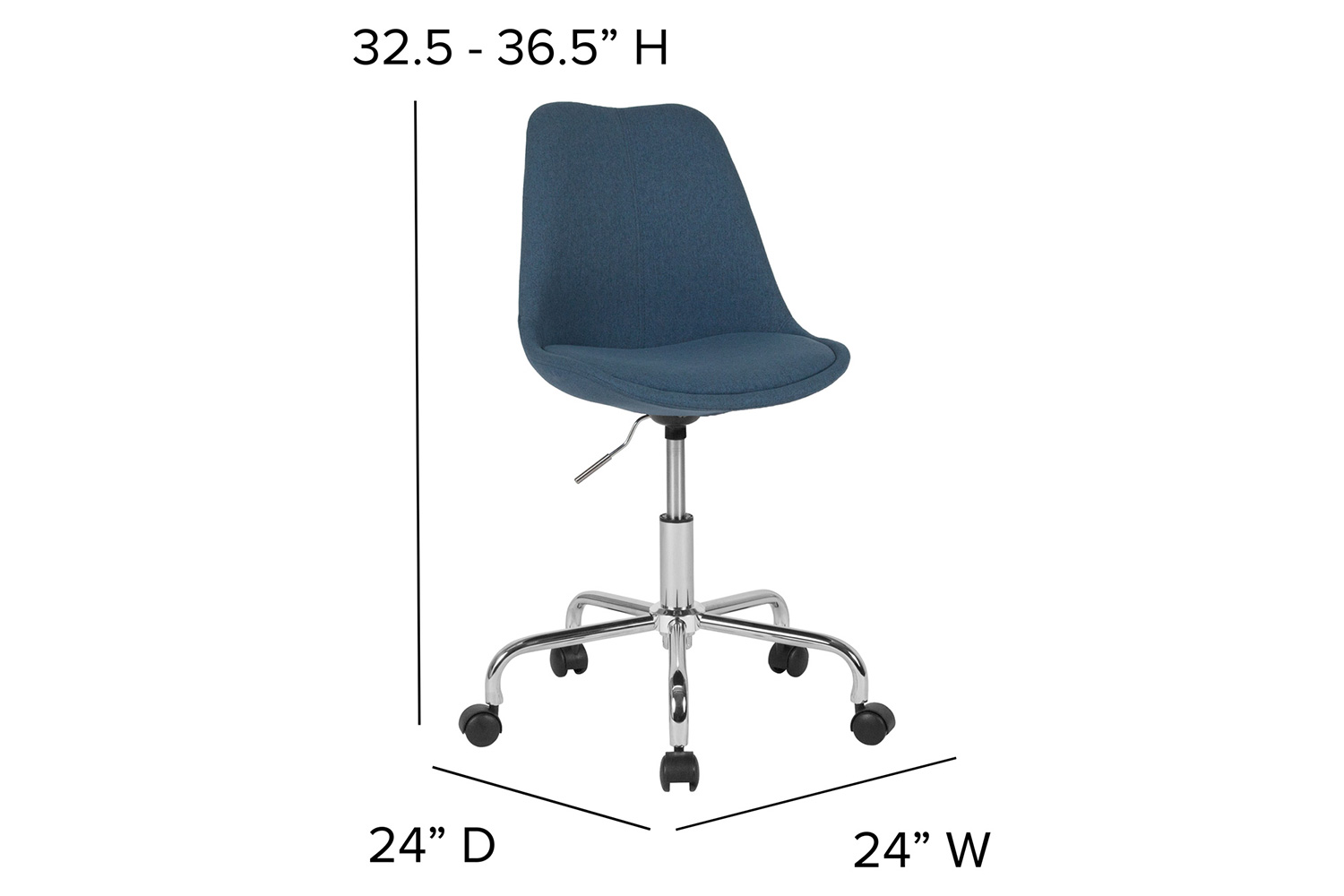 BLNK Aurora Series Mid-Back Task Office Chair with Pneumatic Lift and Chrome Base - Blue