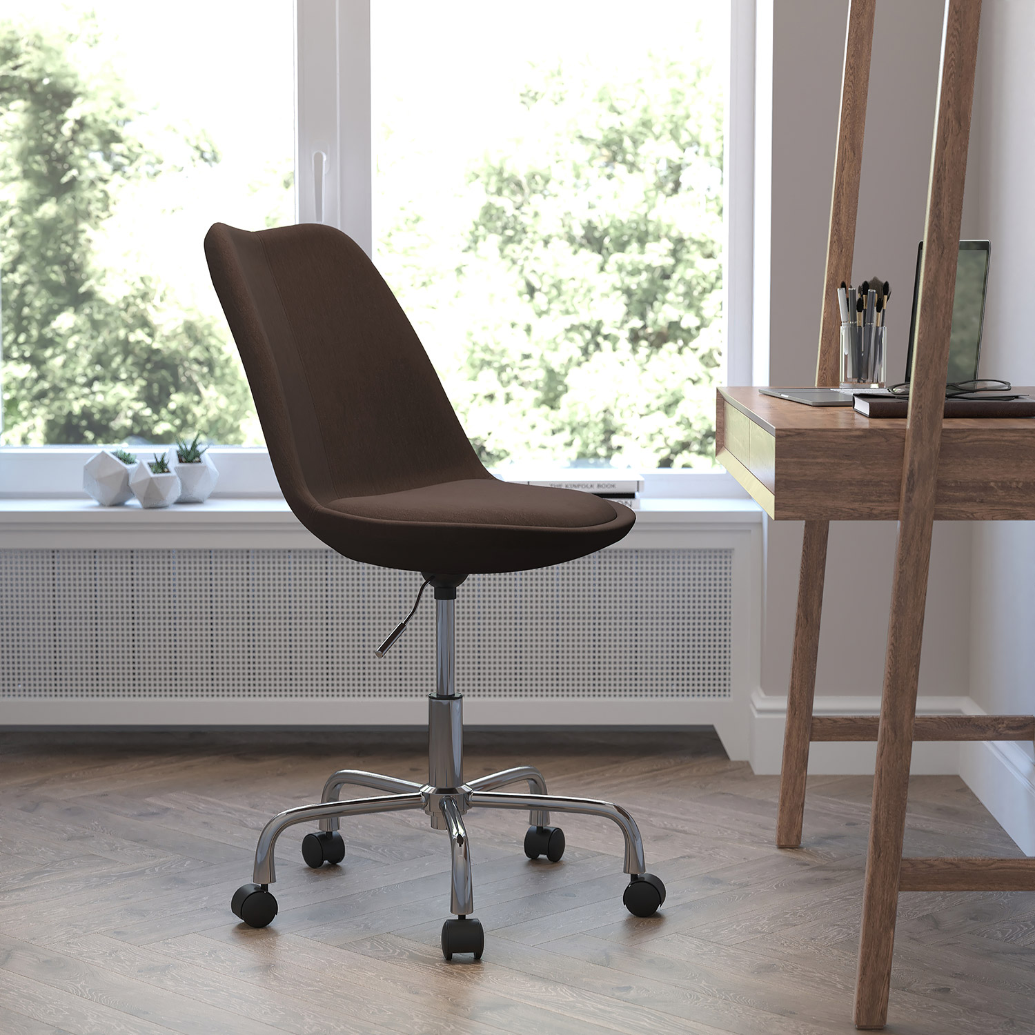 BLNK Aurora Series Mid-Back Task Office Chair with Pneumatic Lift and Chrome Base