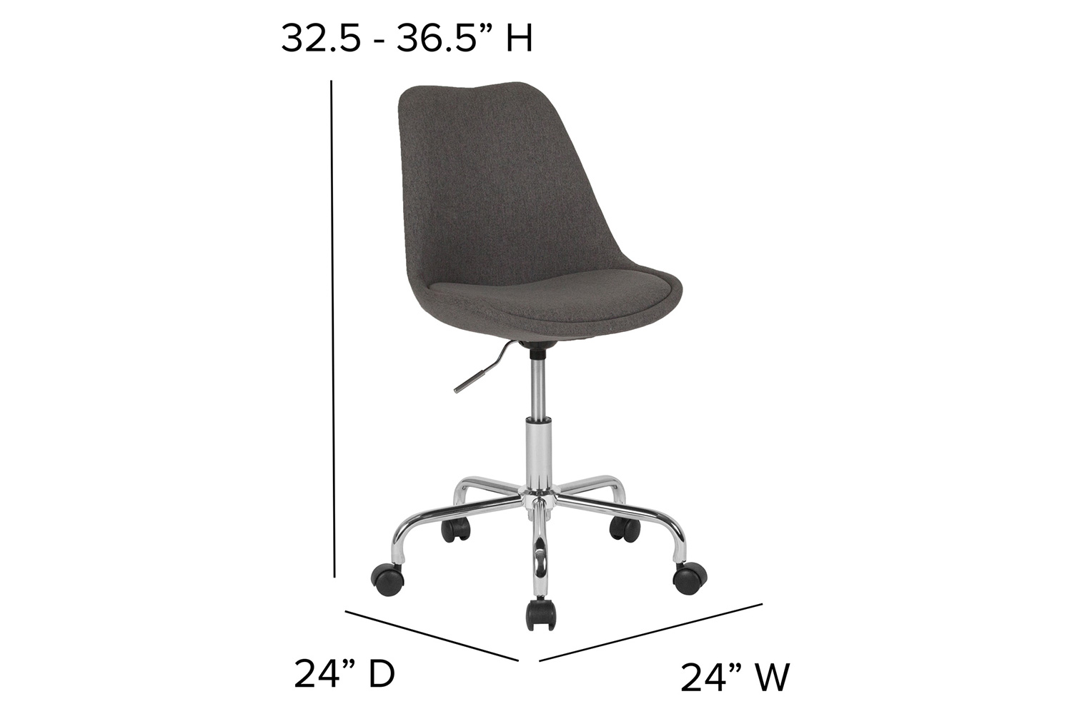 BLNK Aurora Series Mid-Back Task Office Chair with Pneumatic Lift and Chrome Base - Dark Gray