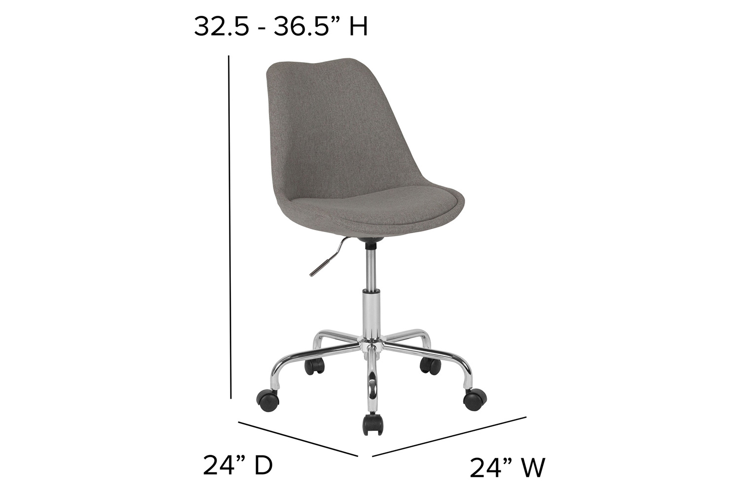 BLNK Aurora Series Mid-Back Task Office Chair with Pneumatic Lift and Chrome Base - Light Gray