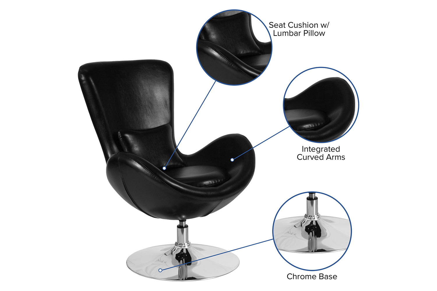 BLNK™ Egg Series LeatherSoft Side Reception Chair - Black