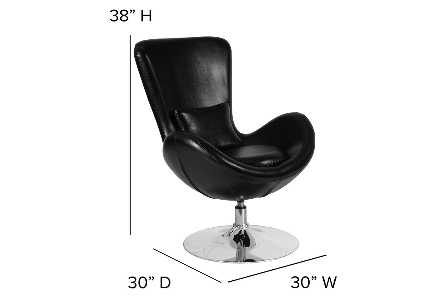 BLNK™ Egg Series LeatherSoft Side Reception Chair - Black