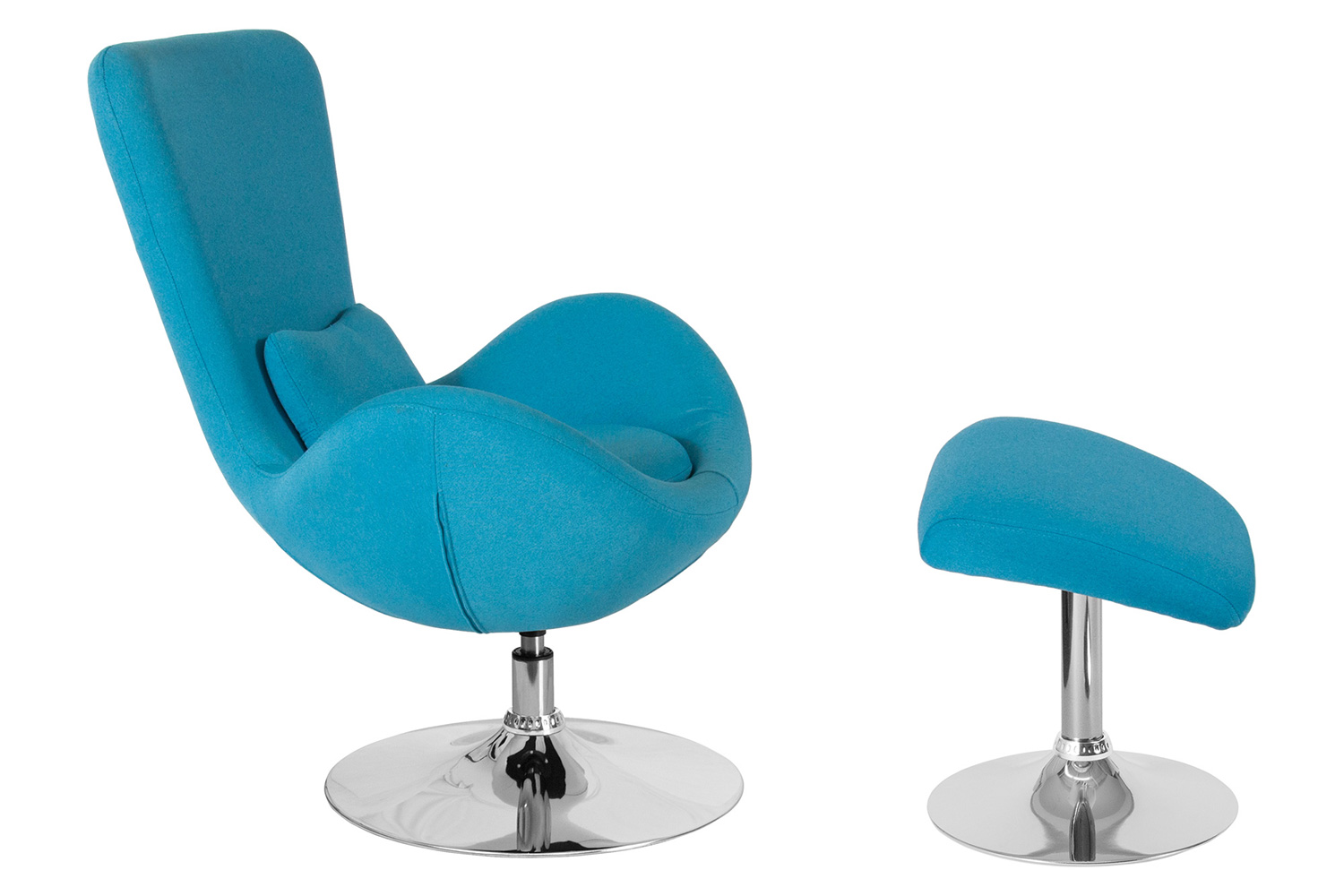 BLNK™ Egg Series Fabric Side Reception Chair with Ottoman - Aqua