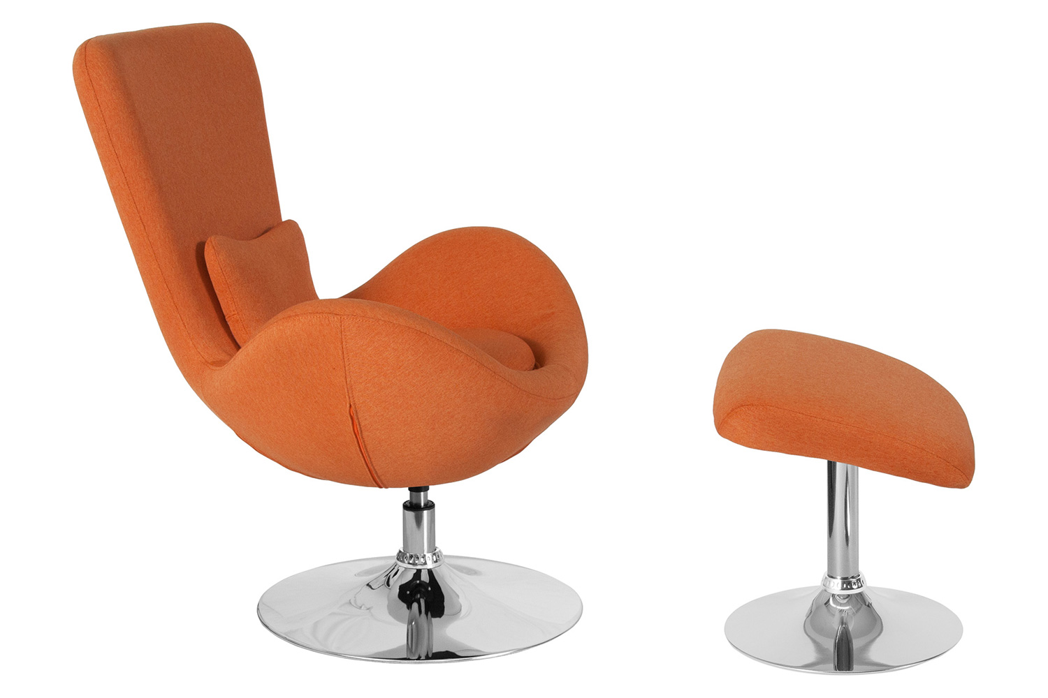 BLNK™ Egg Series Fabric Side Reception Chair with Ottoman - Orange