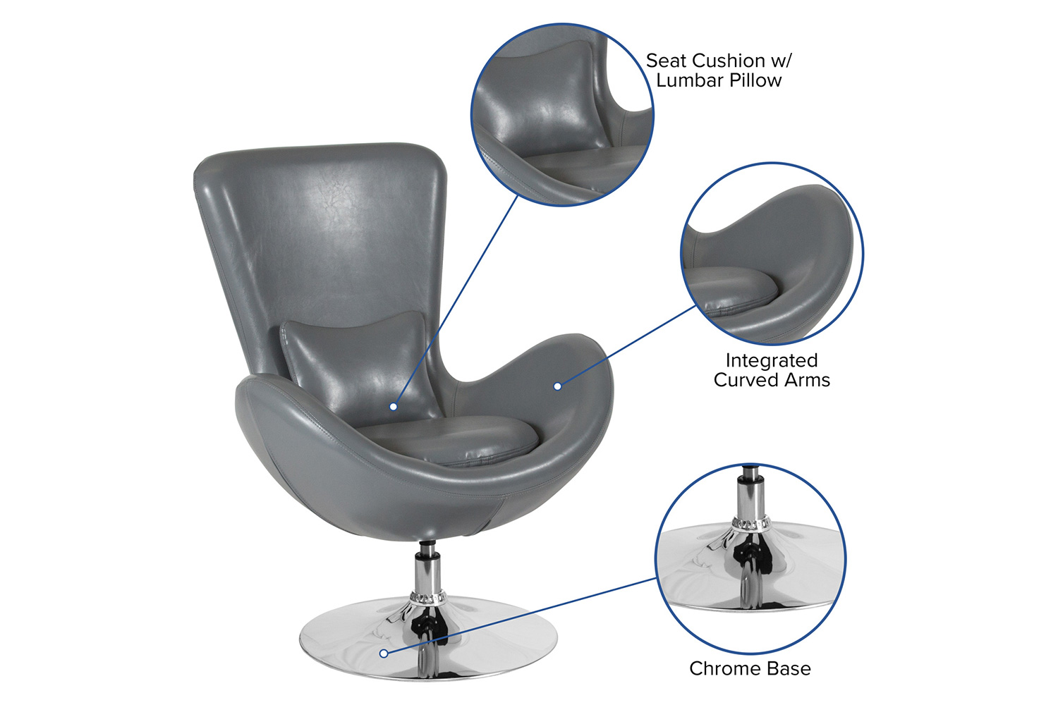 BLNK™ Egg Series LeatherSoft Side Reception Chair - Gray