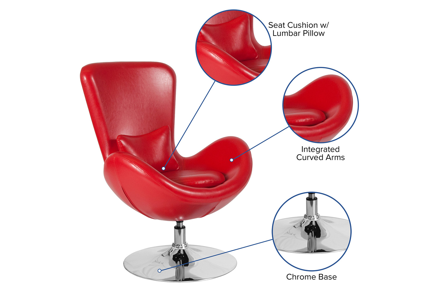 BLNK™ Egg Series LeatherSoft Side Reception Chair - Red