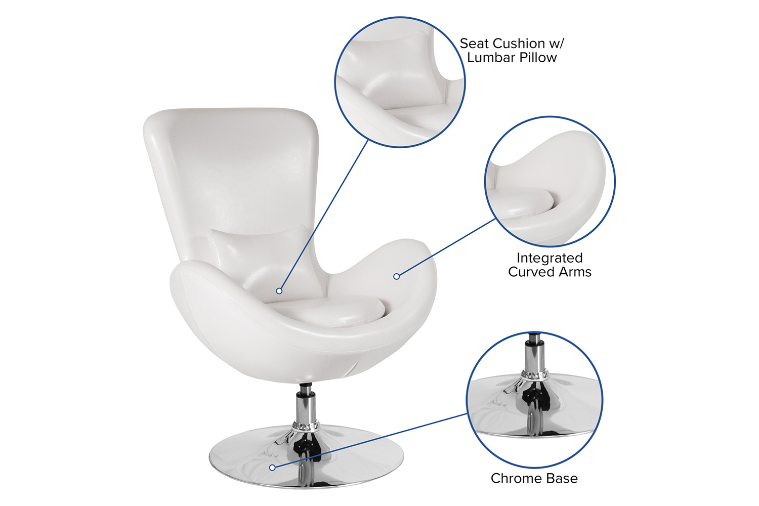 BLNK™ Egg Series LeatherSoft Side Reception Chair - White