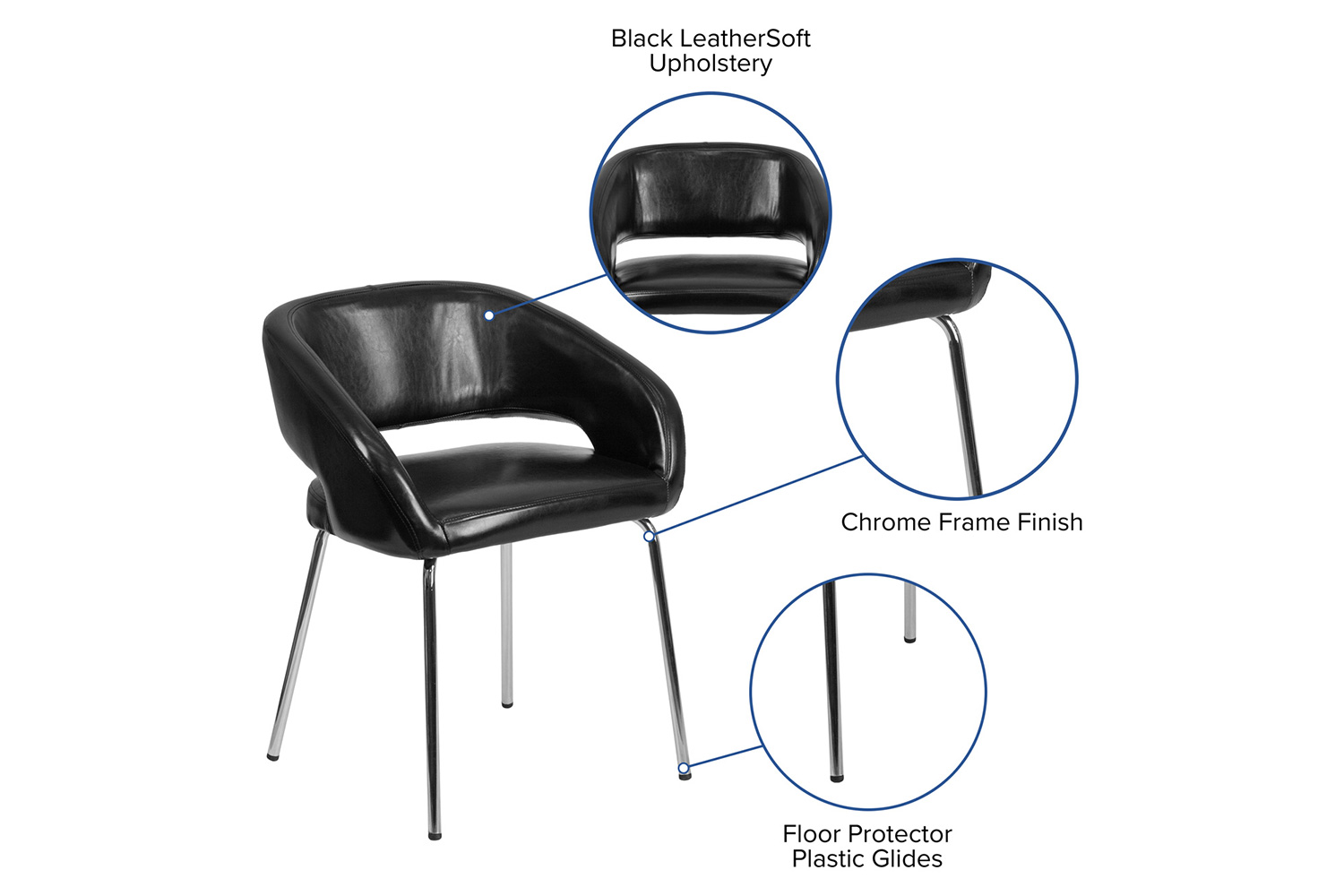 BLNK™ Fusion Series LeatherSoft Side Reception Chair - Black