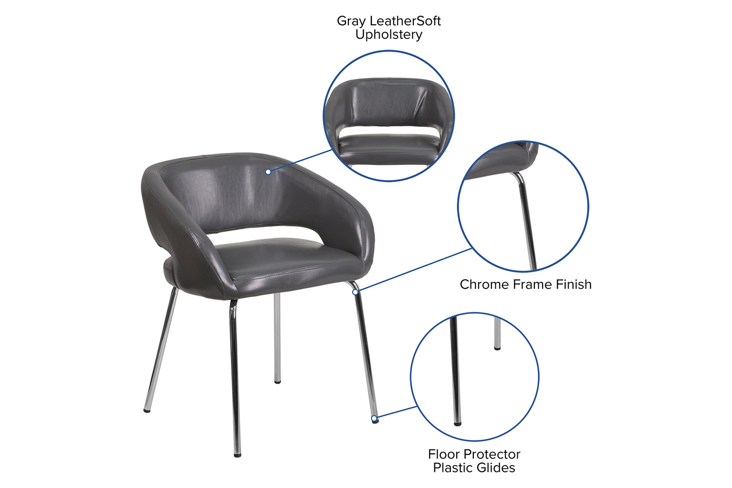 BLNK™ Fusion Series LeatherSoft Side Reception Chair - Gray