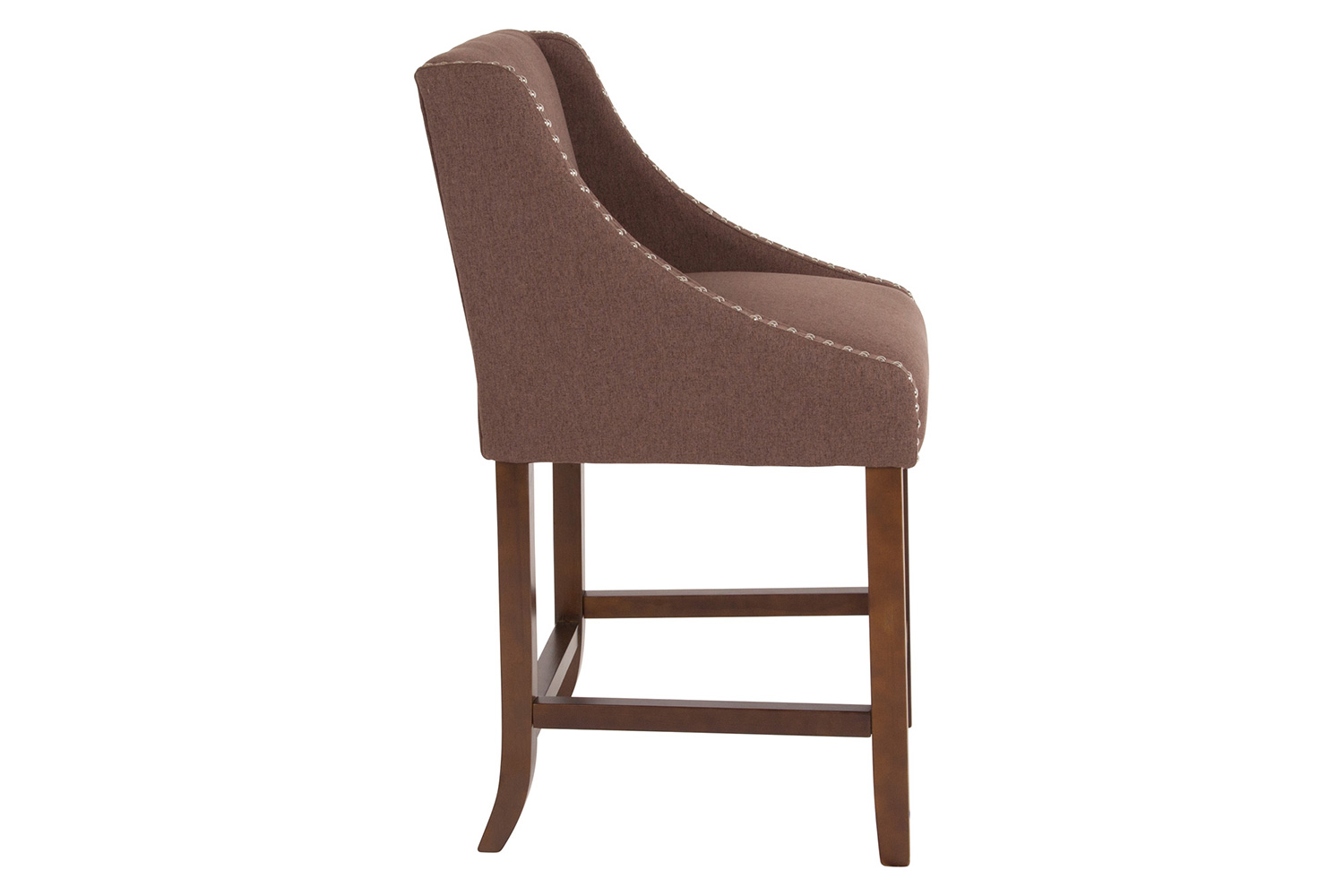 BLNK™ Carmel Series Fabric Transitional Walnut Counter Height Stool with Accent Nail Trim - Brown