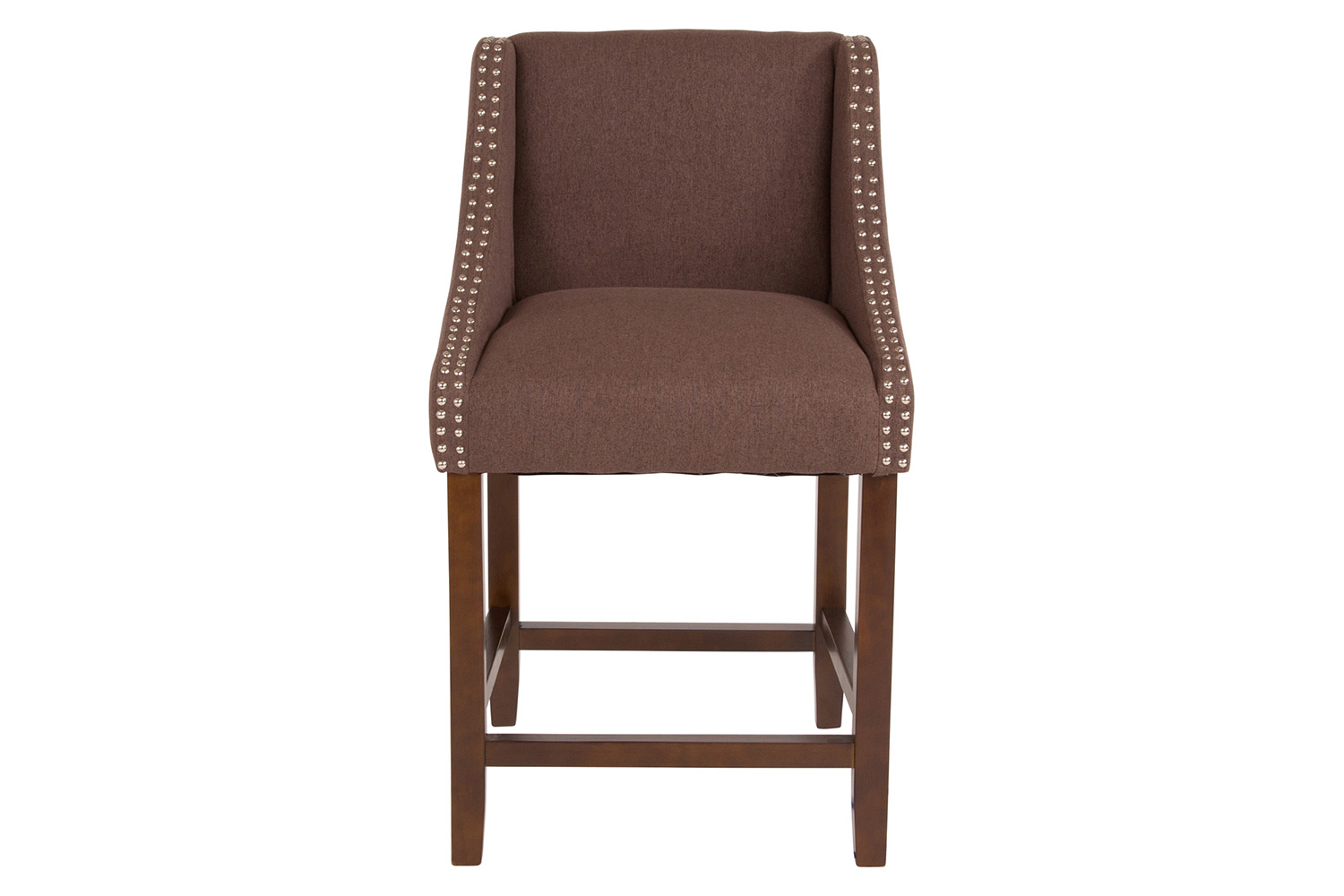 BLNK™ Carmel Series Fabric Transitional Walnut Counter Height Stool with Accent Nail Trim - Brown