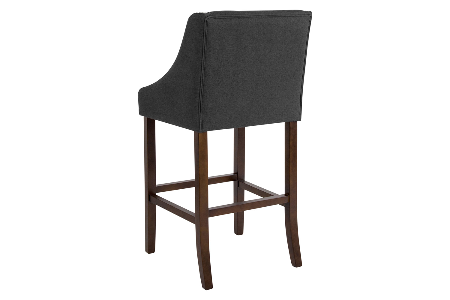 BLNK Carmel Series Fabric Transitional Walnut Bar Stool with Accent Nail Trim - Charcoal