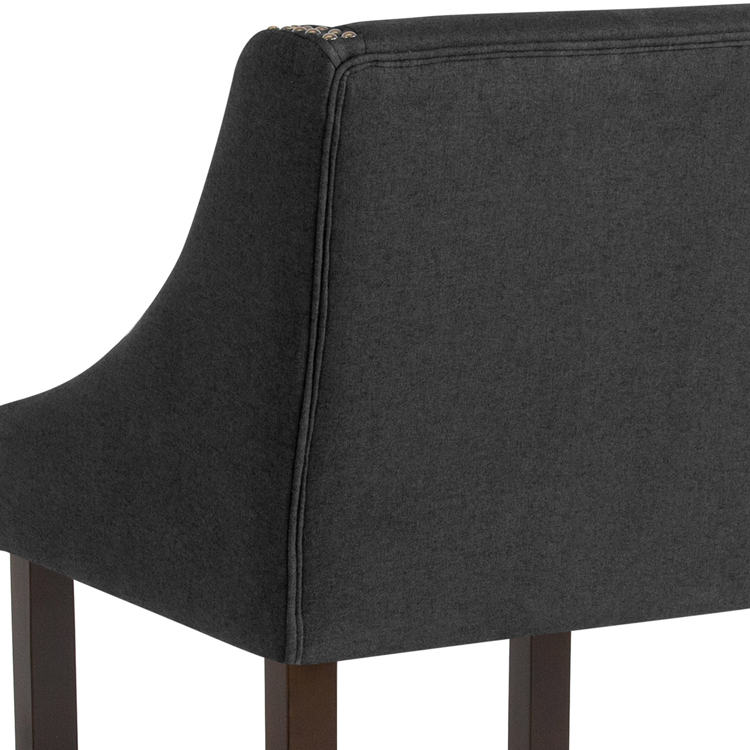 BLNK Carmel Series Fabric Transitional Walnut Bar Stool with Accent Nail Trim - Charcoal