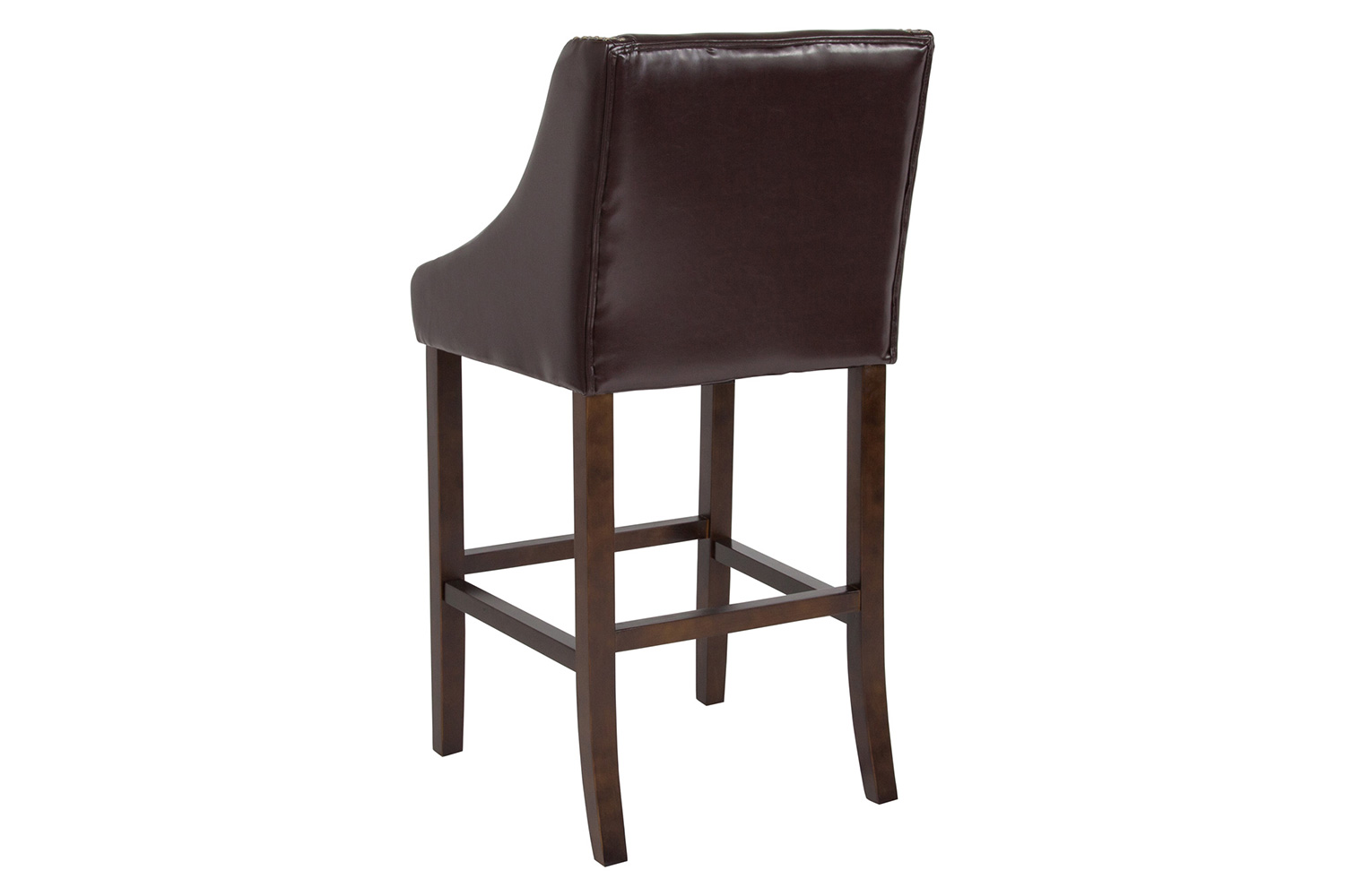 BLNK Carmel Series LeatherSoft Transitional Walnut Bar Stool with Accent Nail Trim - Brown