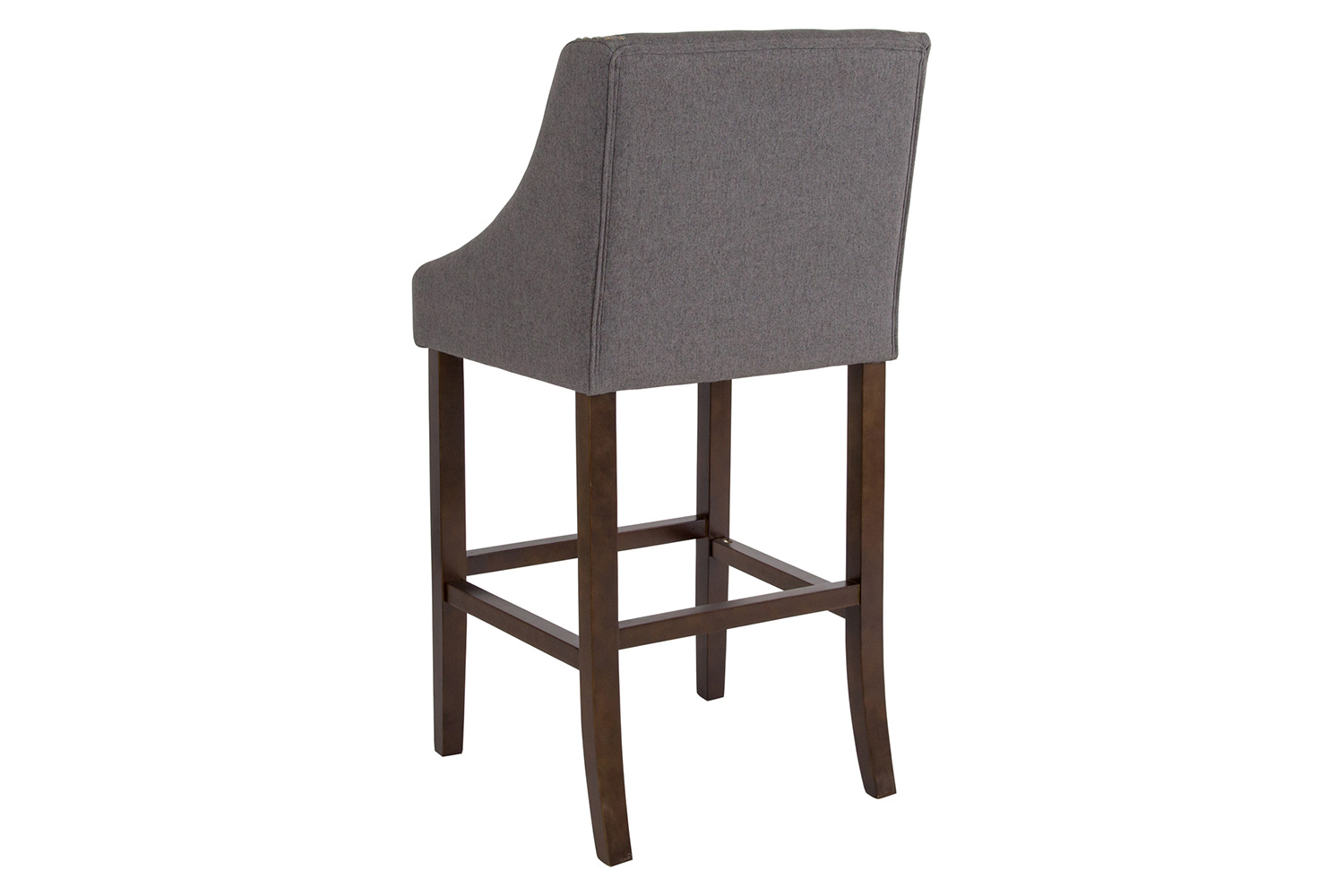 BLNK Carmel Series Fabric Transitional Walnut Bar Stool with Accent Nail Trim - Dark Gray