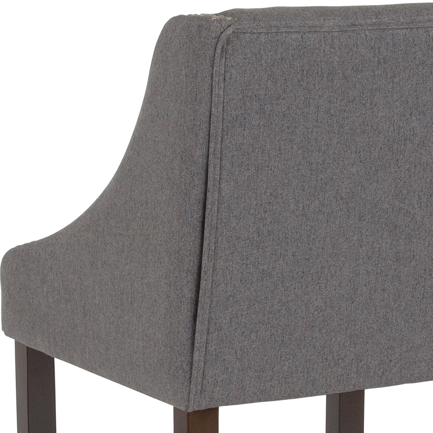 BLNK Carmel Series Fabric Transitional Walnut Bar Stool with Accent Nail Trim - Dark Gray