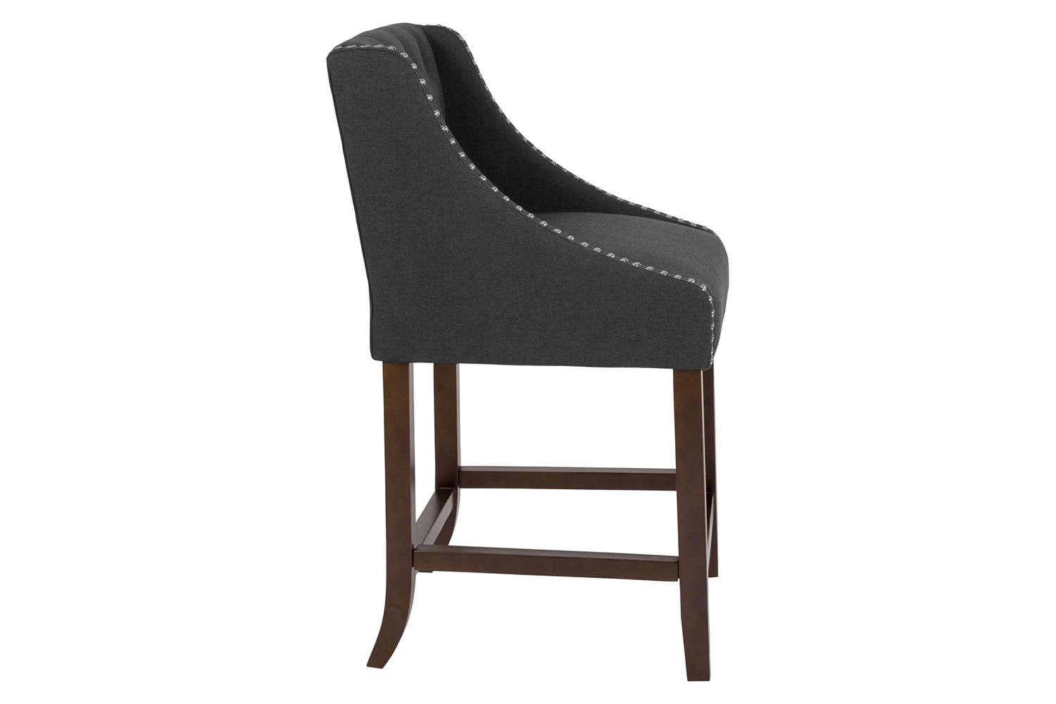 BLNK™ Carmel Series Fabric Transitional Tufted Walnut Counter Height Stool with Accent Nail Trim - Charcoal