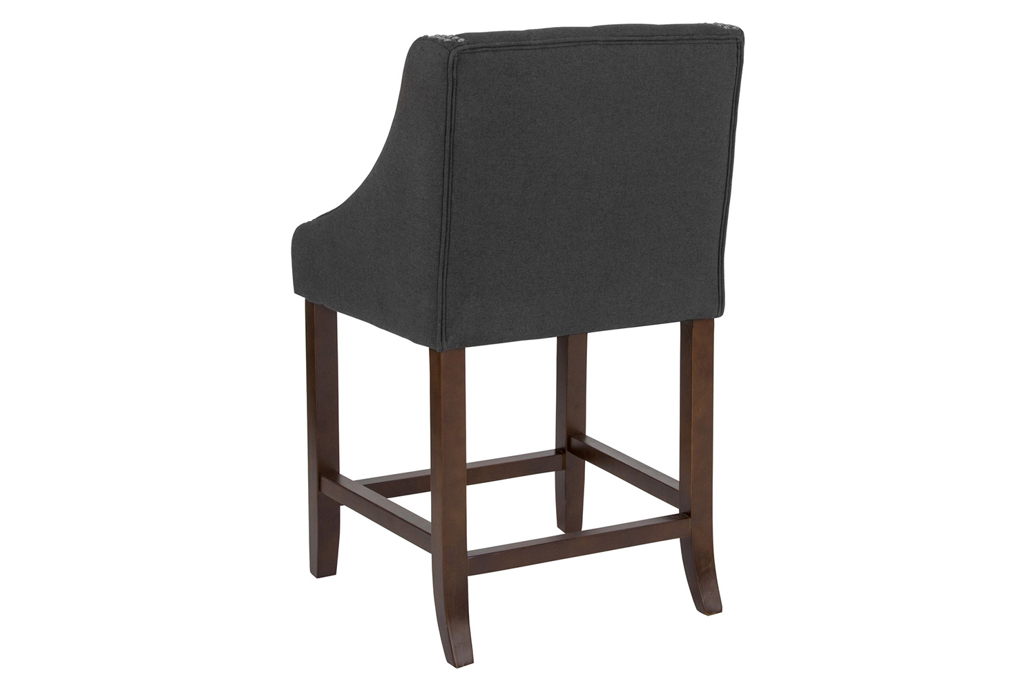 BLNK™ Carmel Series Fabric Transitional Tufted Walnut Counter Height Stool with Accent Nail Trim - Charcoal