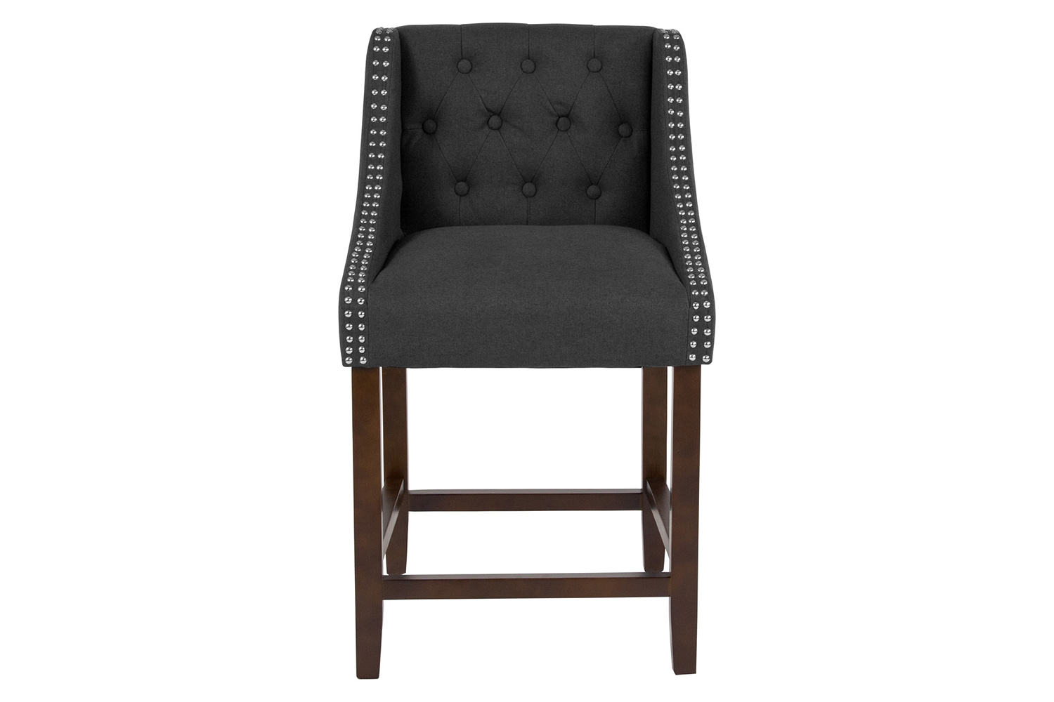 BLNK™ Carmel Series Fabric Transitional Tufted Walnut Counter Height Stool with Accent Nail Trim - Charcoal