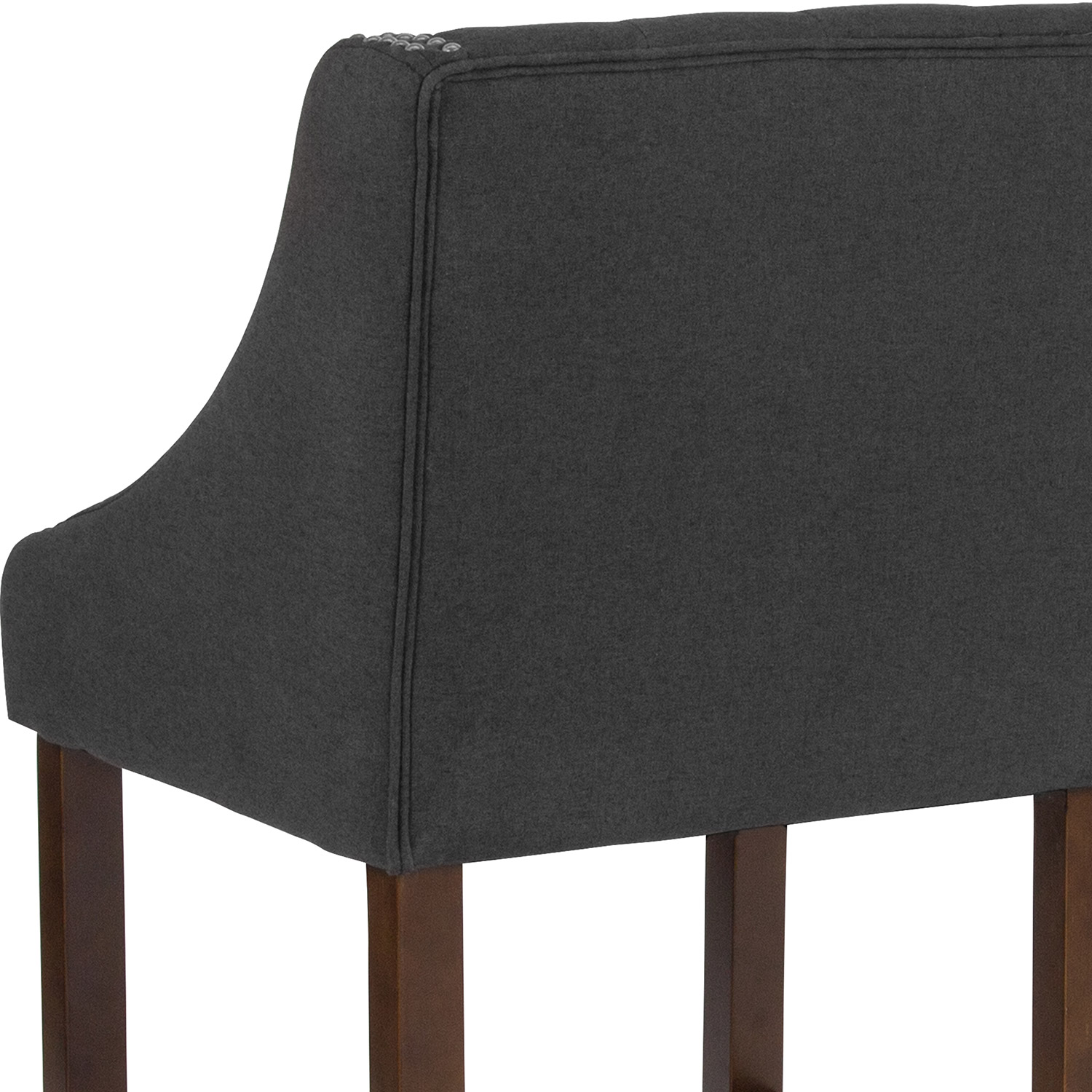 BLNK™ Carmel Series Fabric Transitional Tufted Walnut Counter Height Stool with Accent Nail Trim - Charcoal