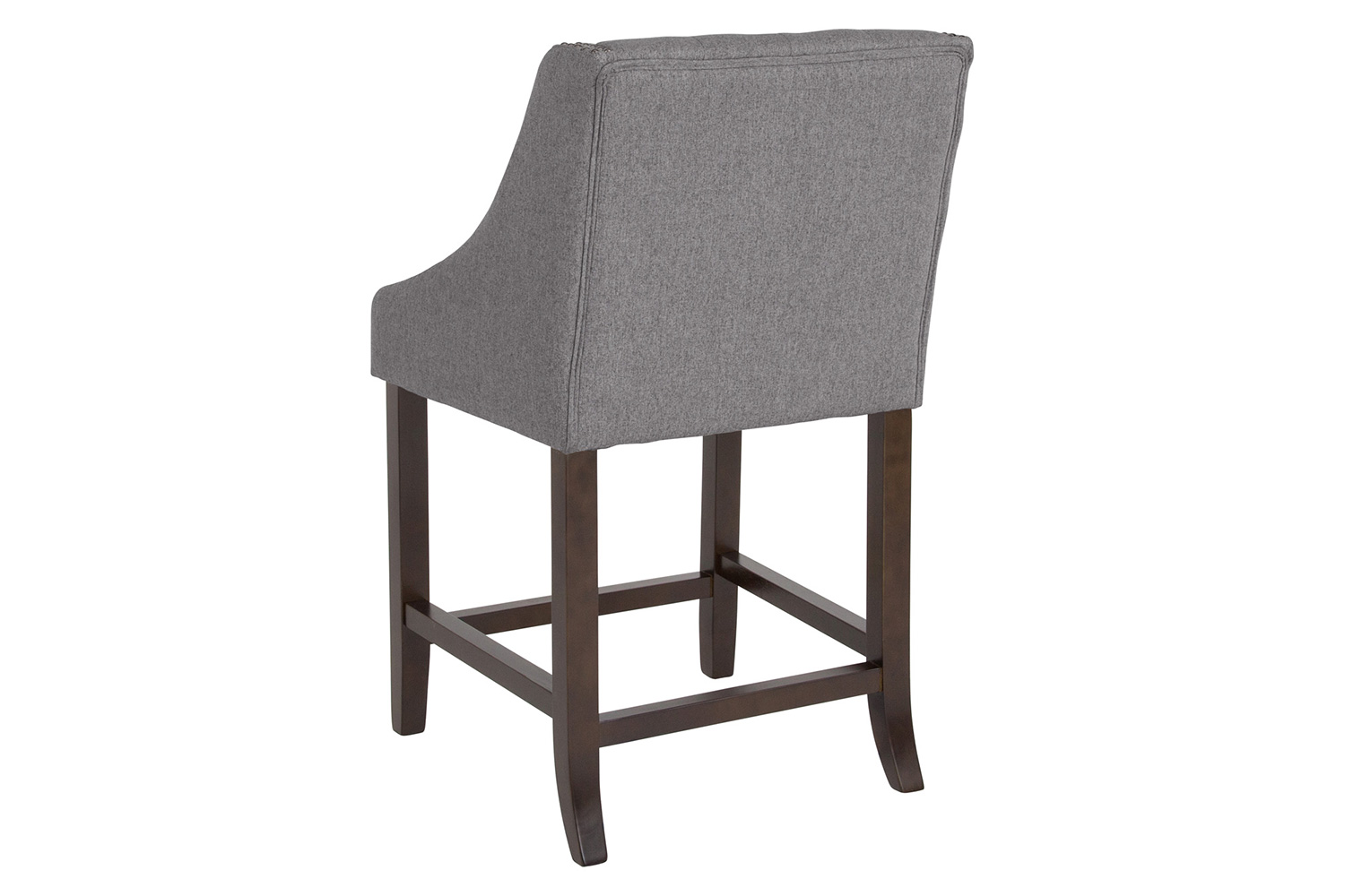 BLNK Carmel Series Fabric Transitional Tufted Walnut Counter Height Stool with Accent Nail Trim - Dark Gray