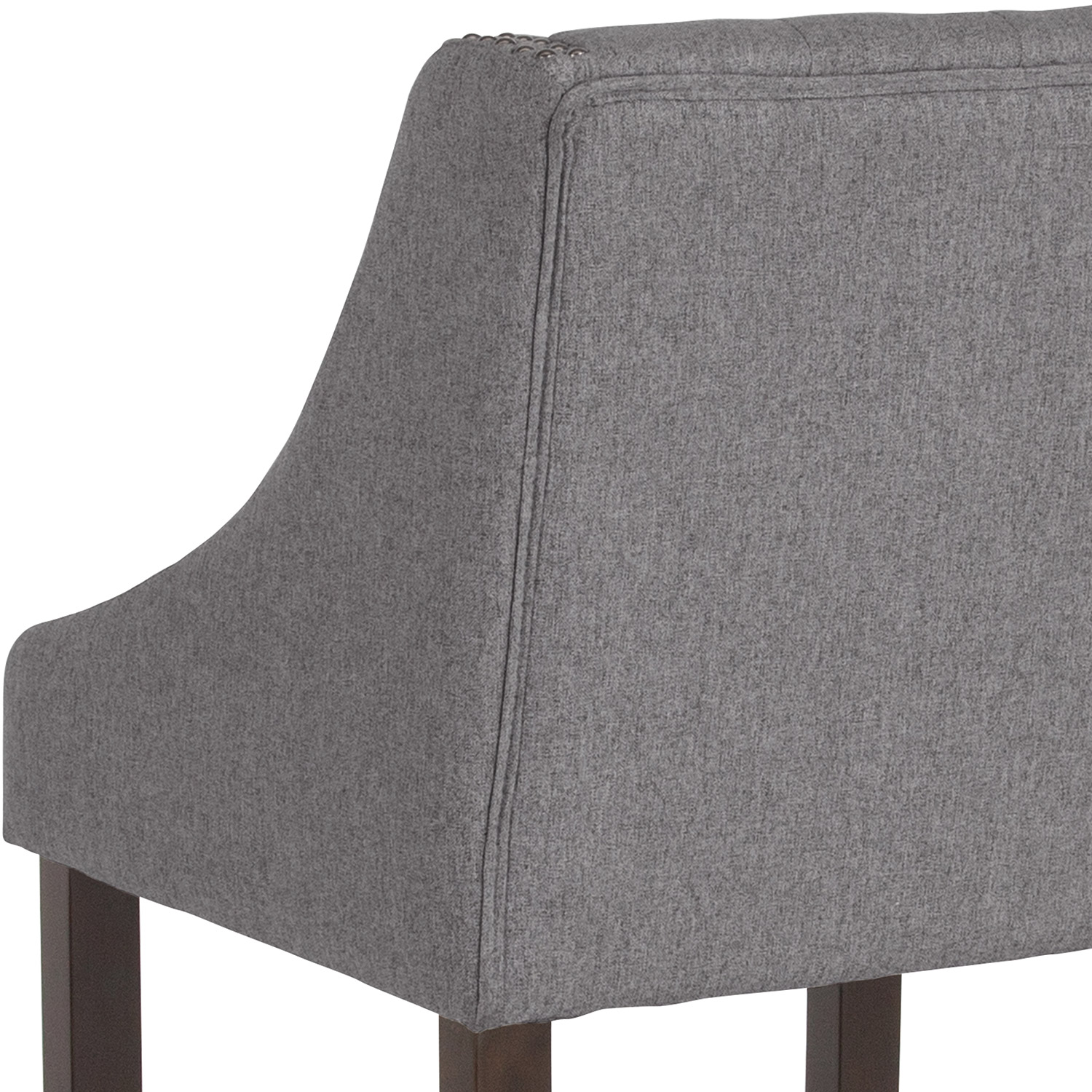 BLNK Carmel Series Fabric Transitional Tufted Walnut Counter Height Stool with Accent Nail Trim - Dark Gray