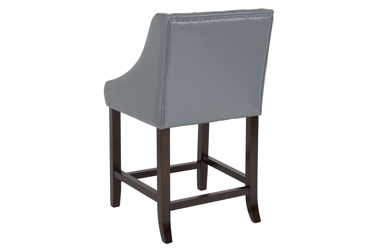 BLNK™ Carmel Series LeatherSoft Transitional Tufted Walnut Counter Height Stool with Accent Nail Trim - Light Gray