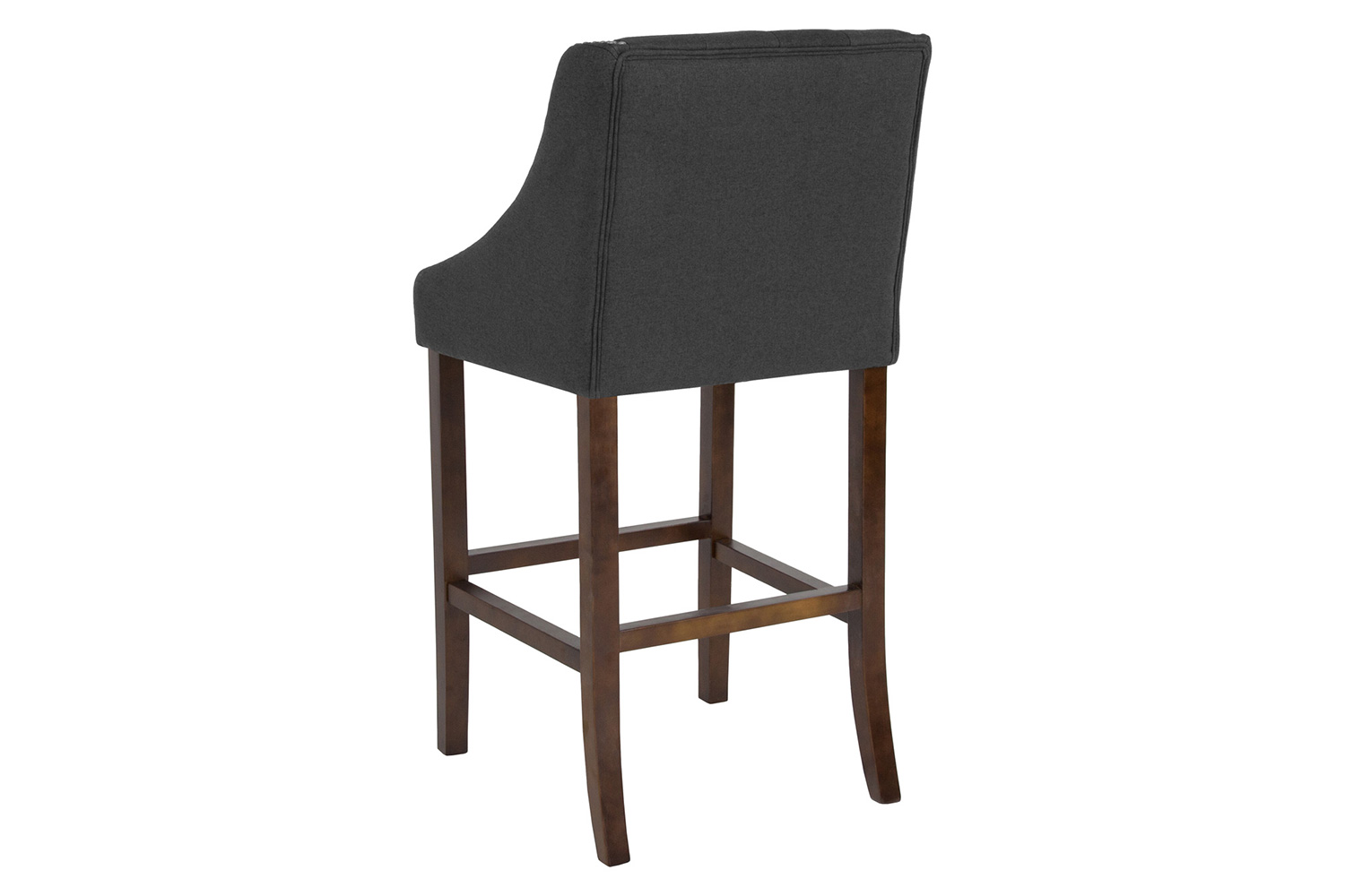 BLNK Carmel Series Fabric Transitional Tufted Walnut Bar Stool with Accent Nail Trim - Charcoal