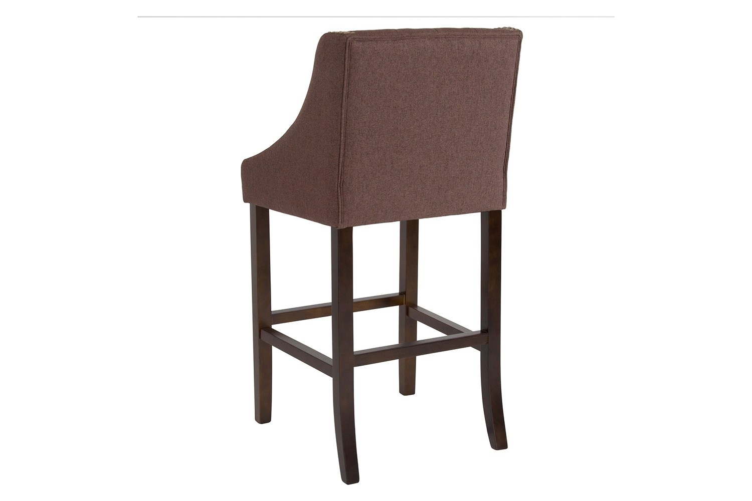 BLNK Carmel Series Fabric Transitional Tufted Walnut Bar Stool with Accent Nail Trim - Brown