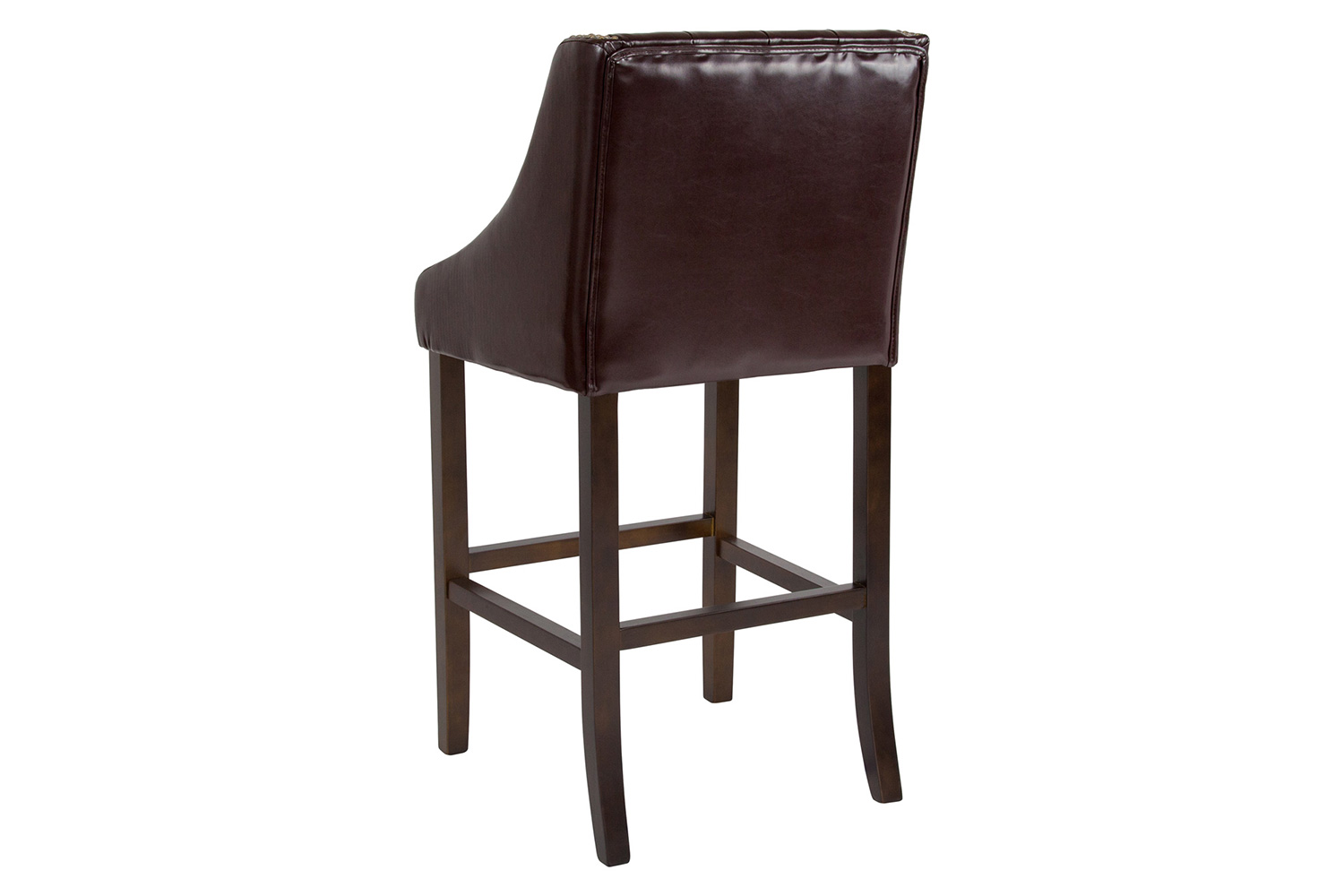 BLNK™ Carmel Series LeatherSoft Transitional Tufted Walnut Bar Stool with Accent Nail Trim - Brown