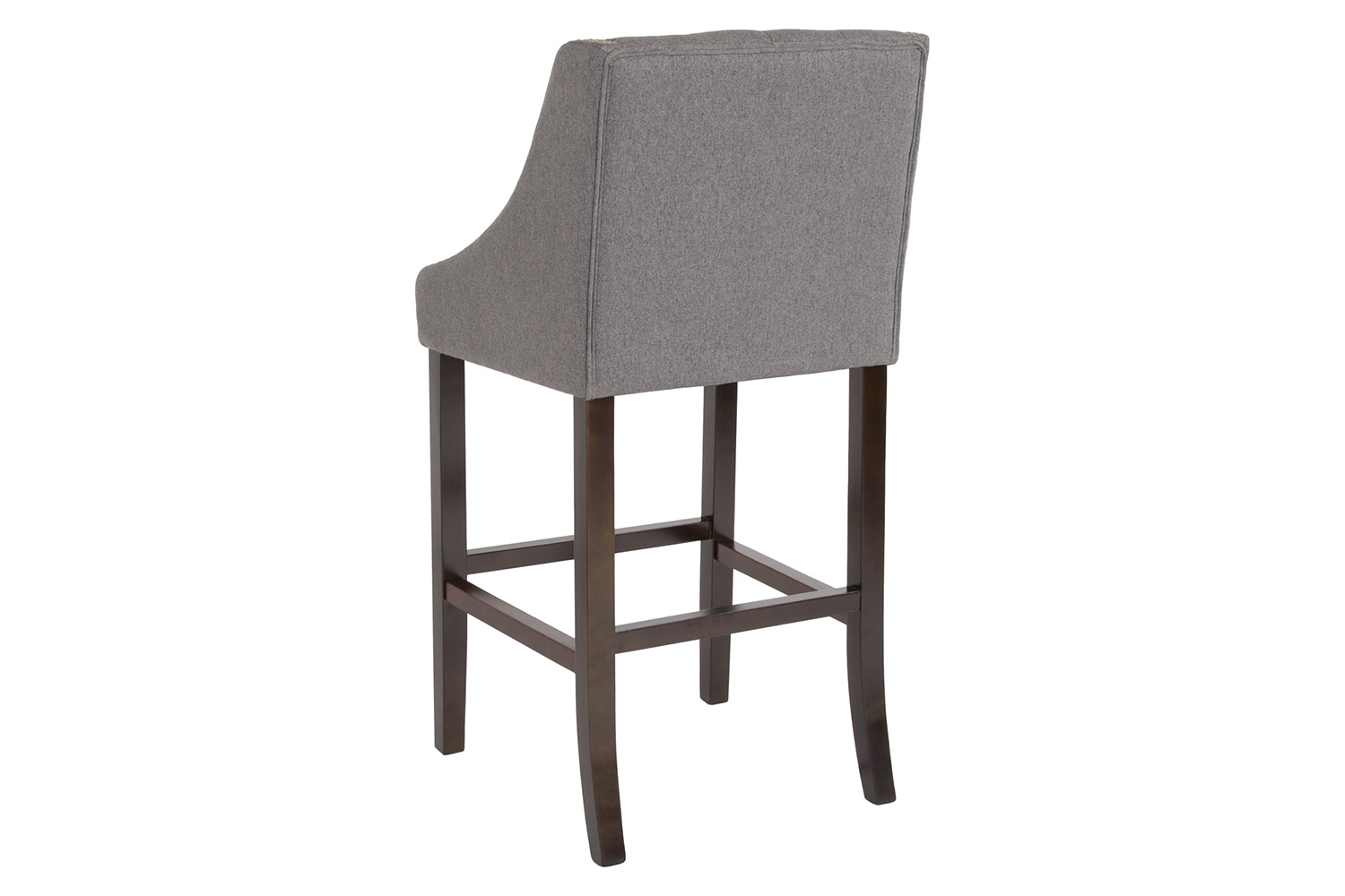 BLNK Carmel Series Fabric Transitional Tufted Walnut Bar Stool with Accent Nail Trim - Dark Gray