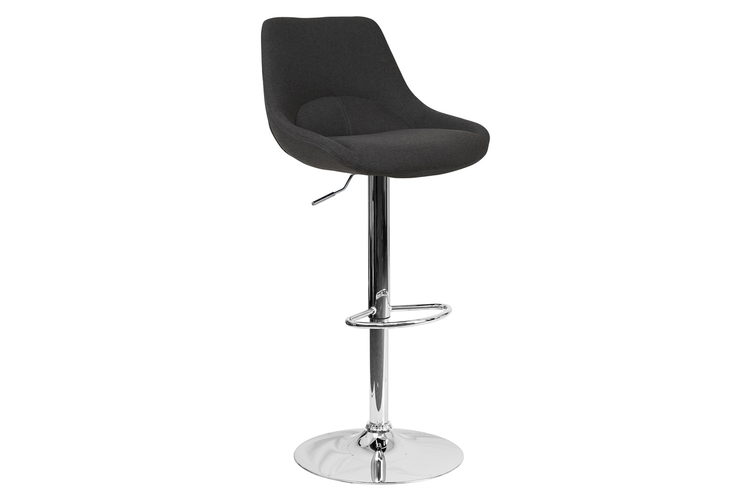 BLNK Elijah Fabric Adjustable Height Bar Stool with Chrome Base - Black