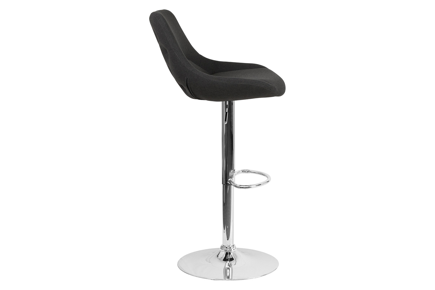 BLNK Elijah Fabric Adjustable Height Bar Stool with Chrome Base - Black