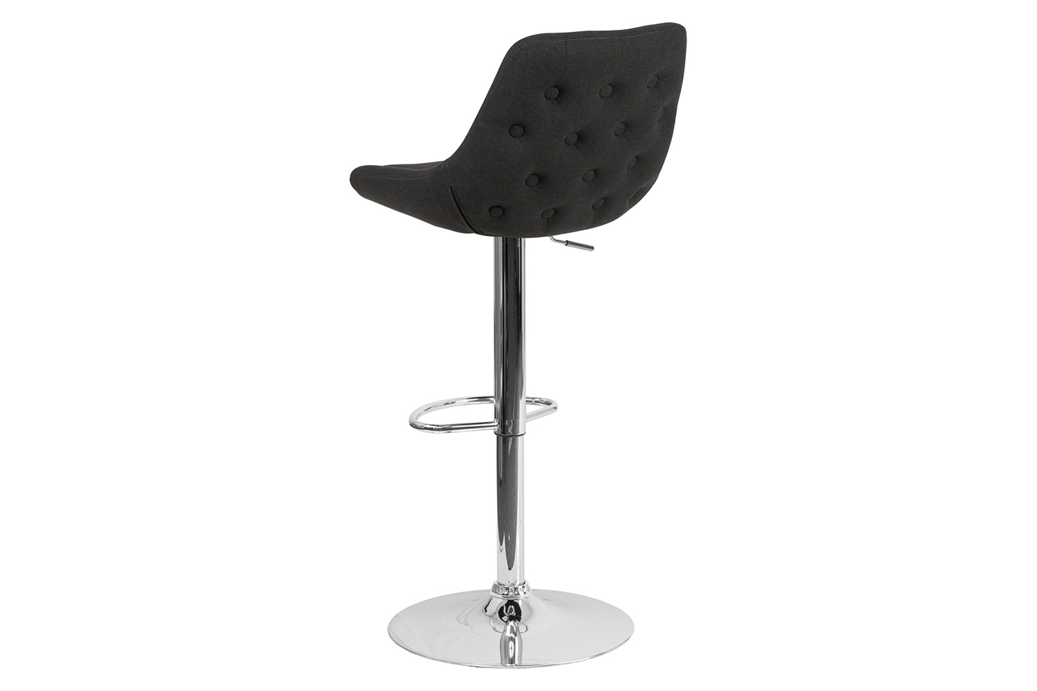 BLNK Elijah Fabric Adjustable Height Bar Stool with Chrome Base - Black